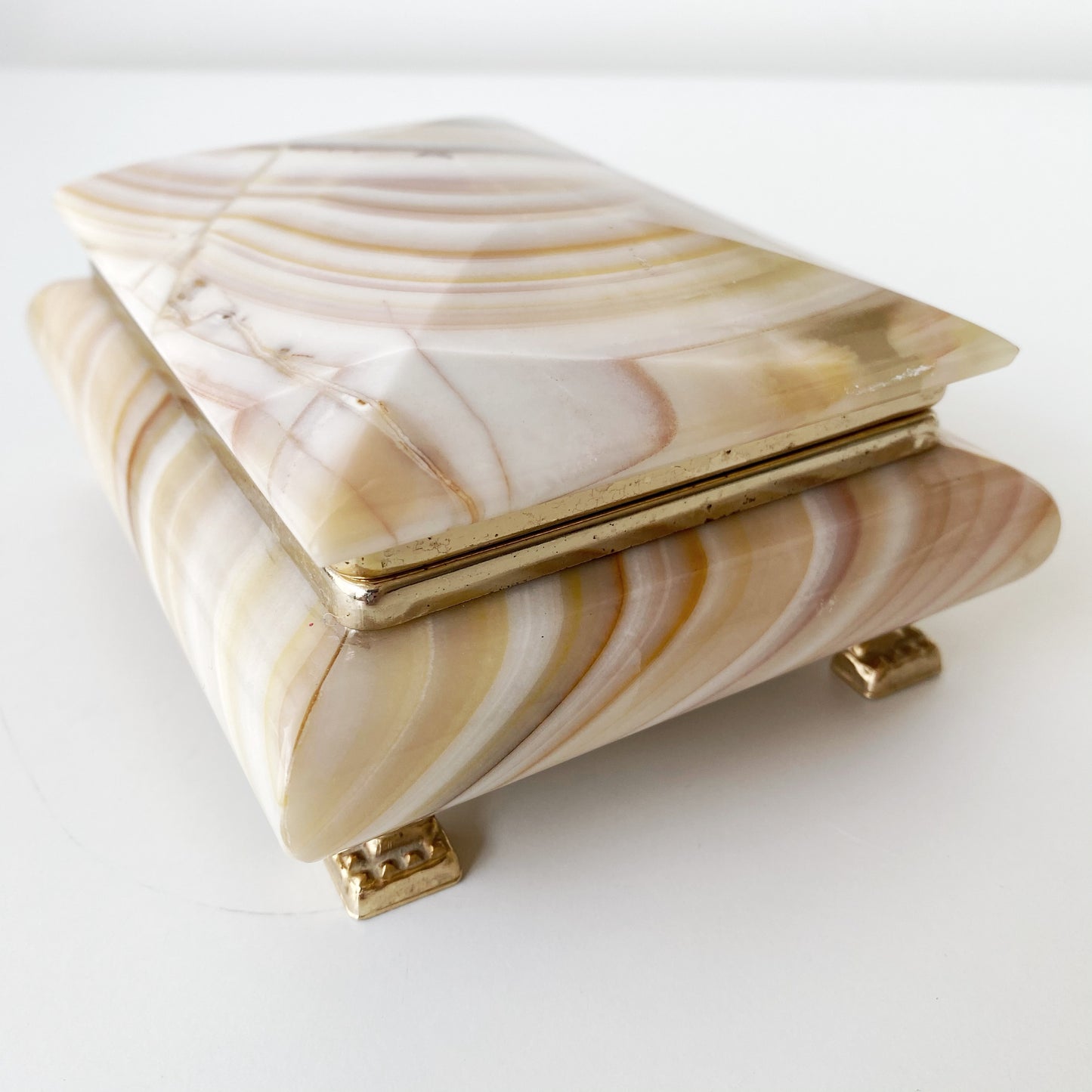Vintage Onyx Marble Jewelry Box