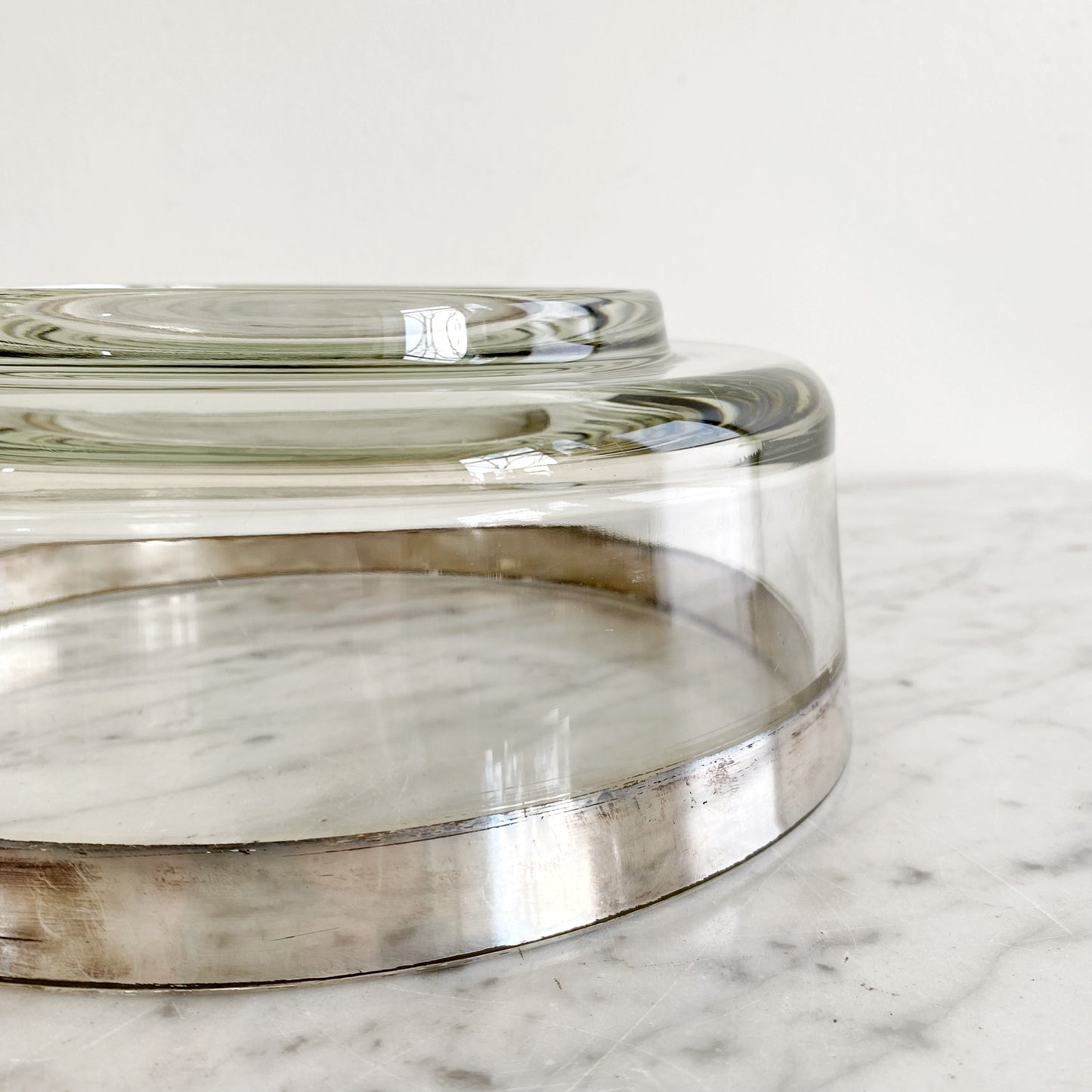 Mid Century Modern Glass Serving Bowl, 8.75"