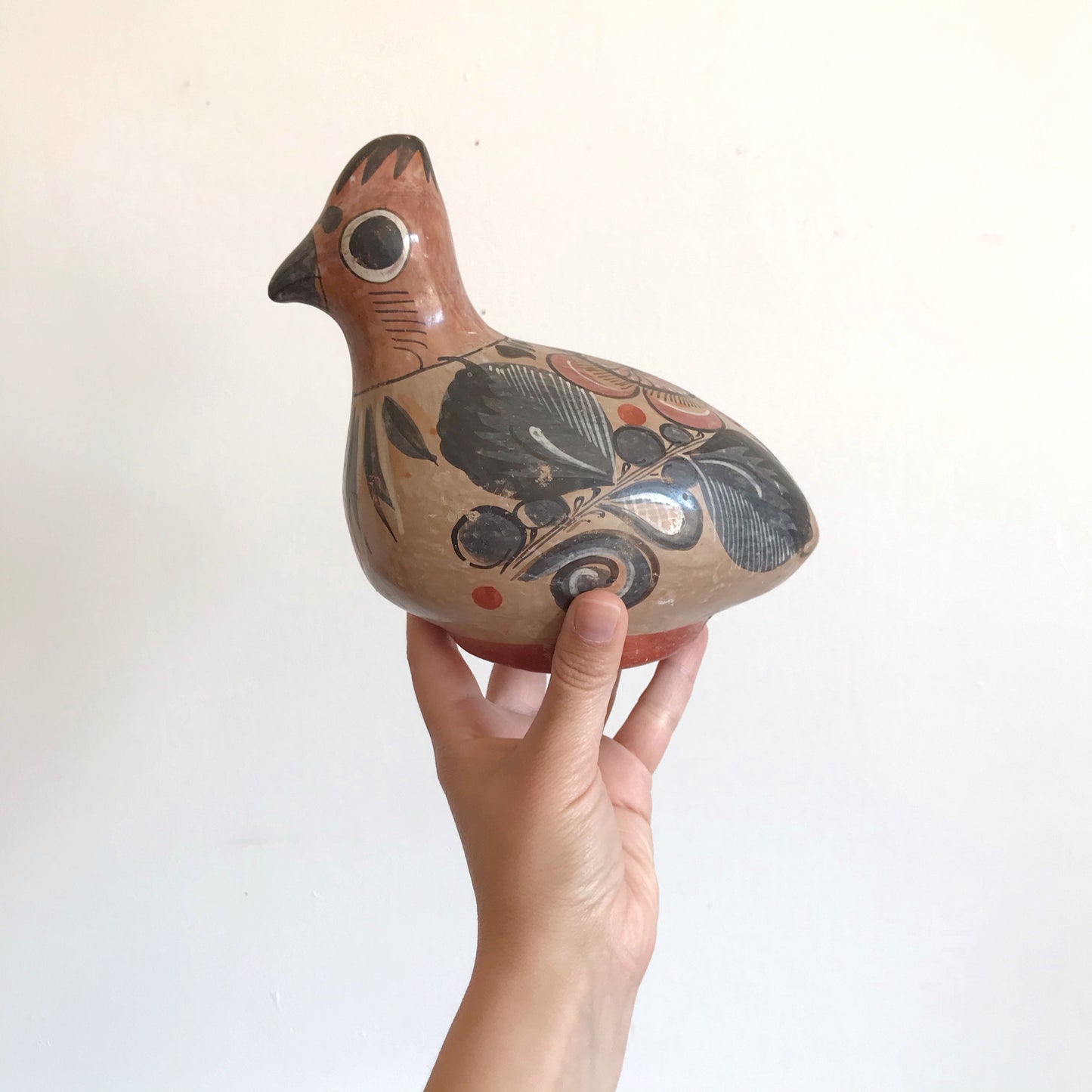 Large Hand-painted Clay Bird