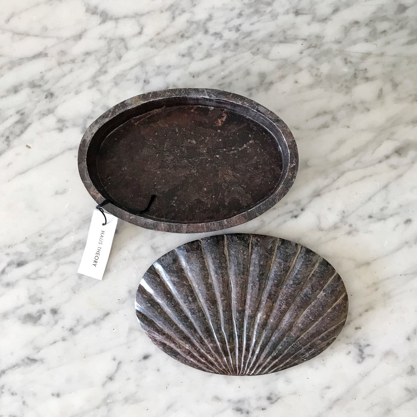 Vintage Carved Marble Seashell Box