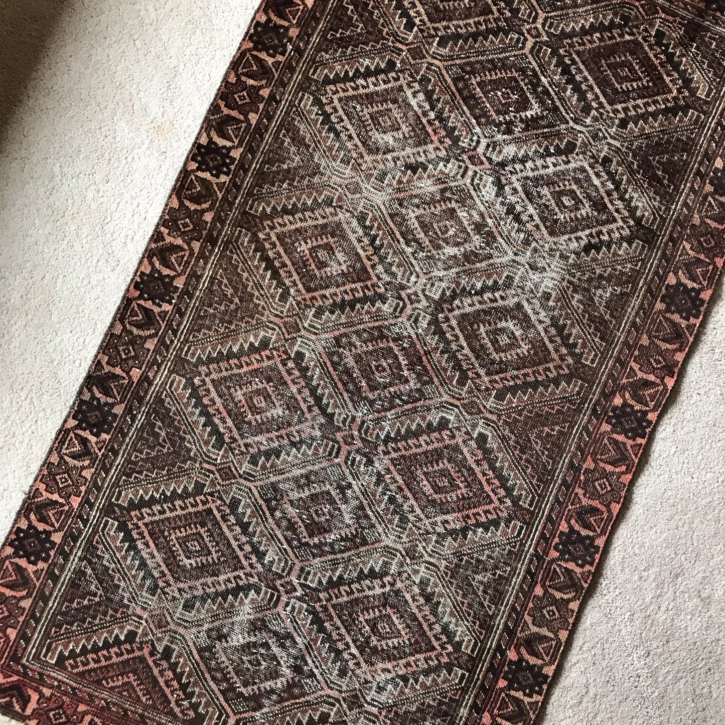 Vintage Persian Rug with Diamond Pattern (3.4 x 6)