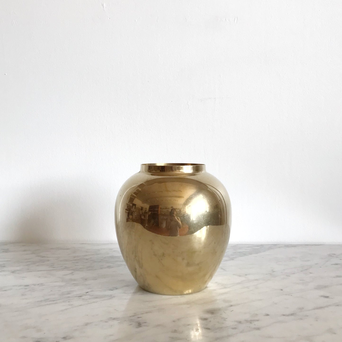 Large Minimalist Vintage Brass Vase