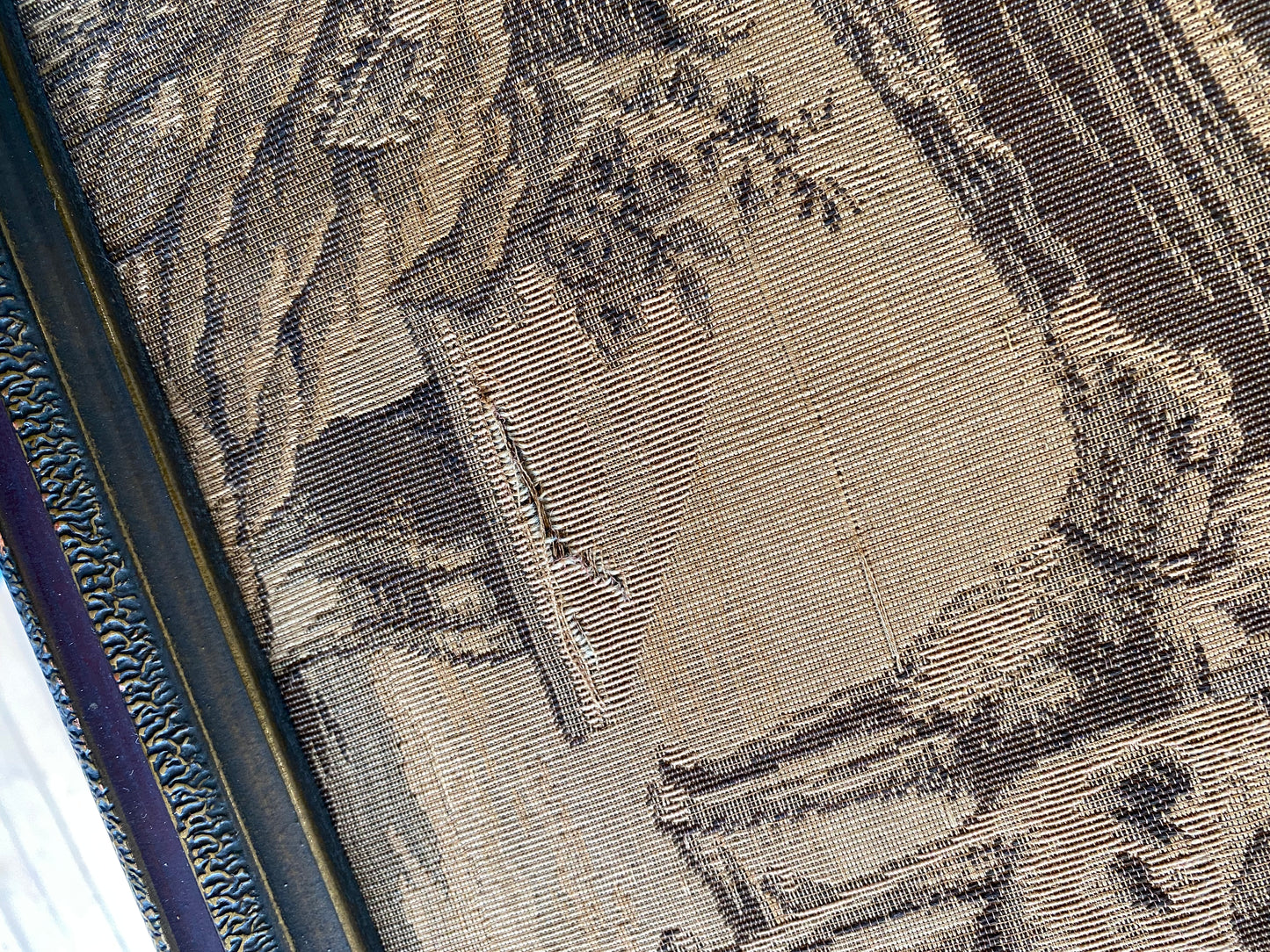 Framed Antique French Tapestry (21.5" x 10")