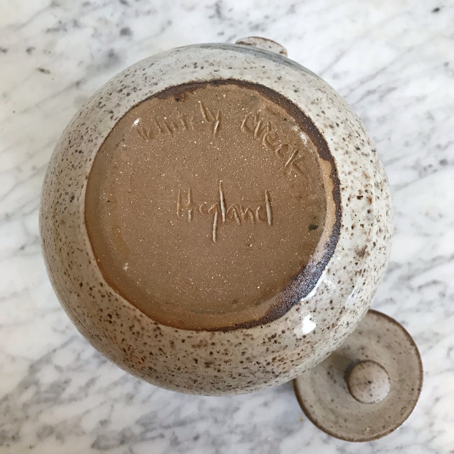 Vintage Stoneware Pitcher, Abstract Strokes