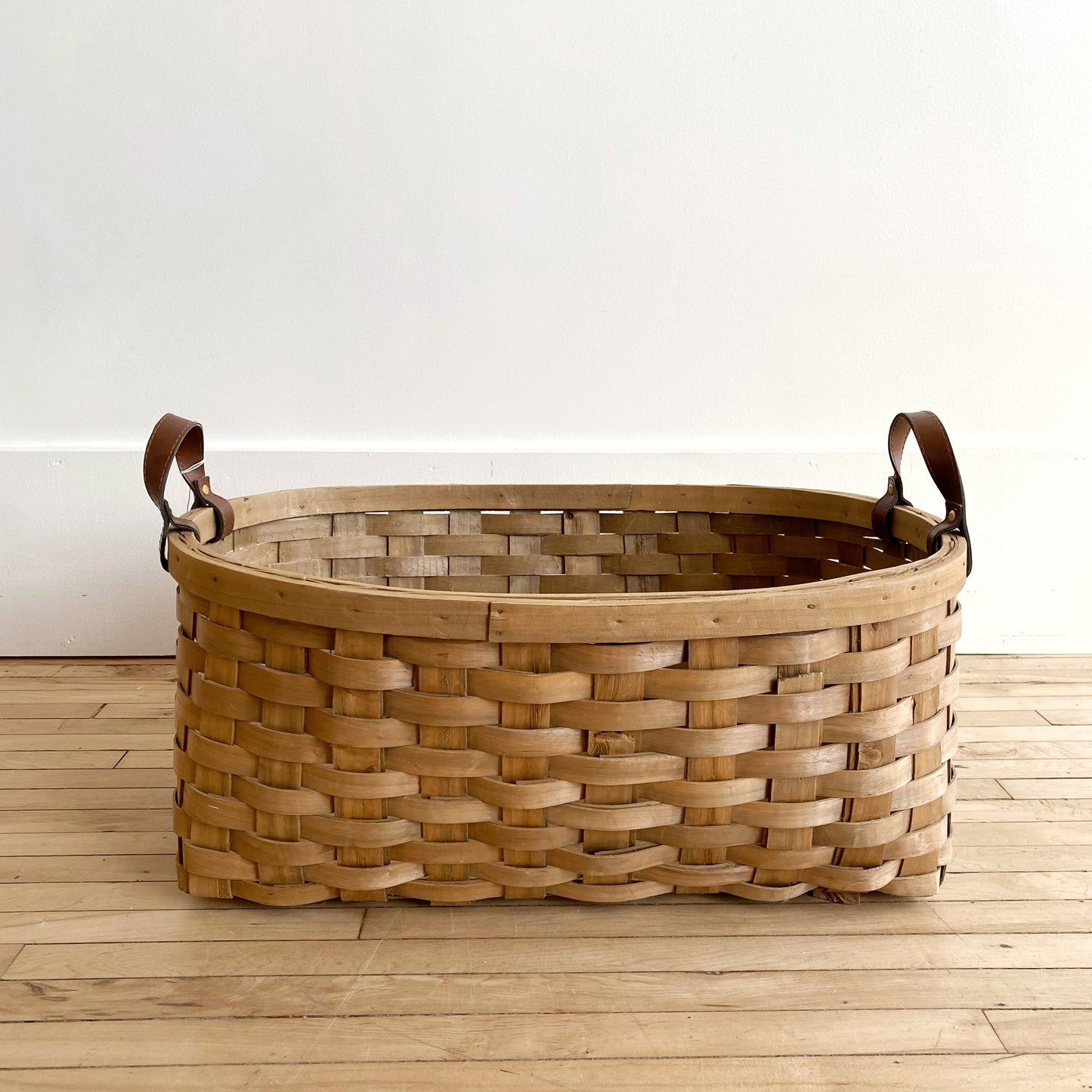 XL Vintage Woven Basket with Handles