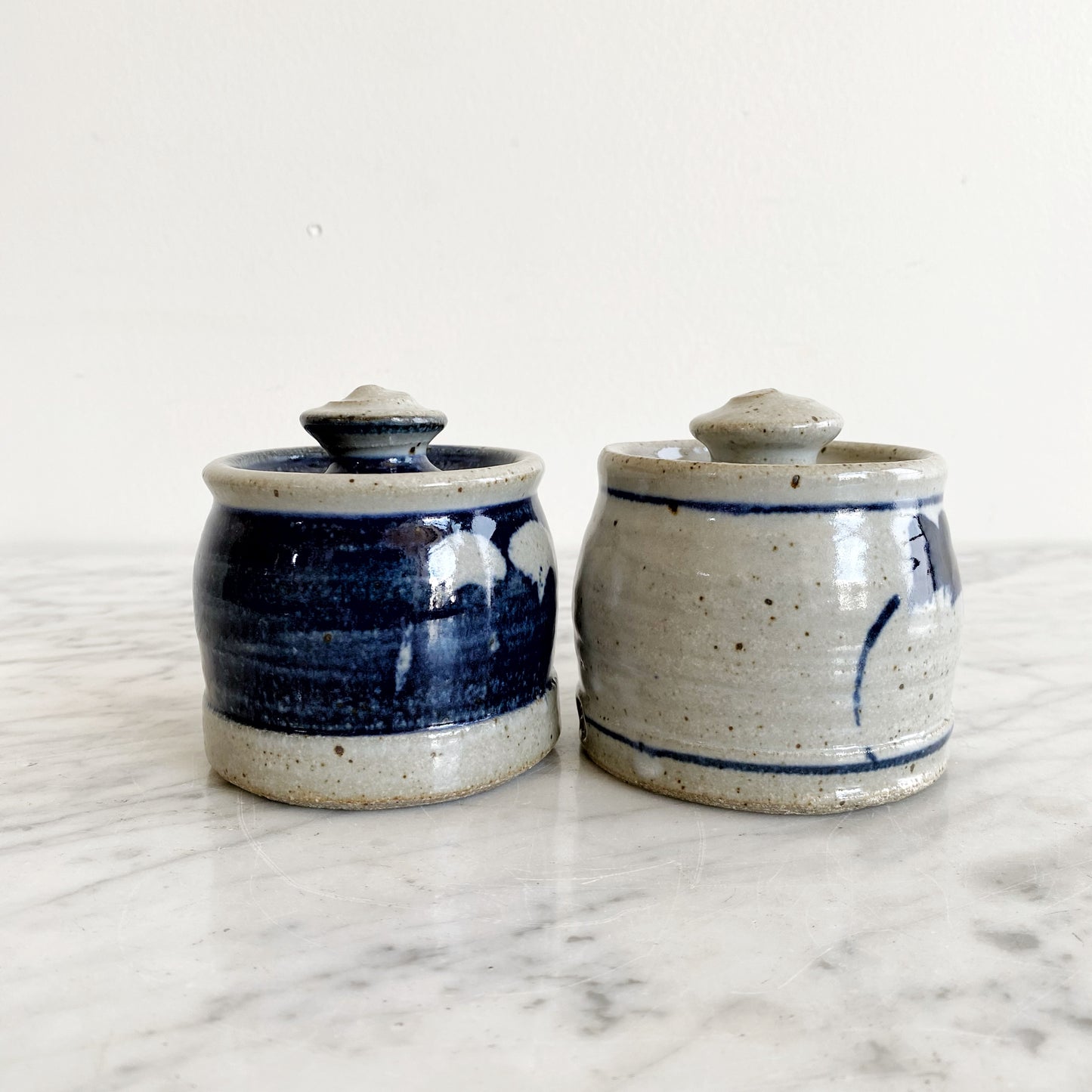 Set of Found Stoneware Salt + Pepper Shakers