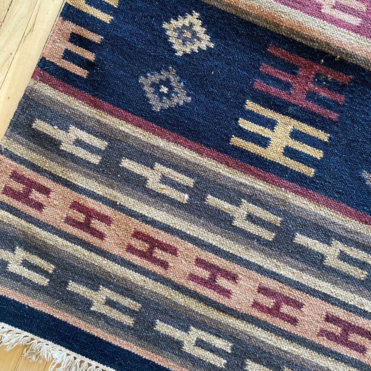 Vintage Woven Dhurrie Runner Rug (12' x 2'6")