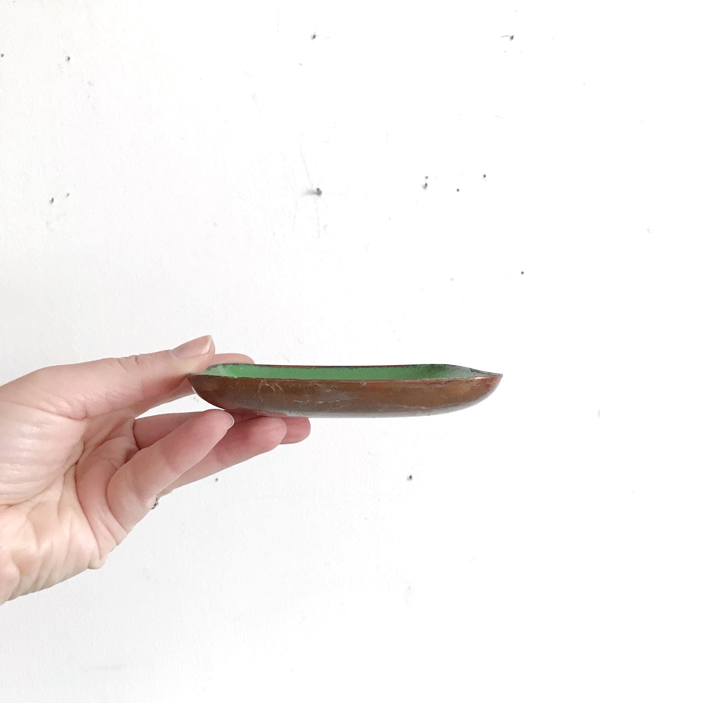 Copper & Green Enamel Confetti Dish / Tray