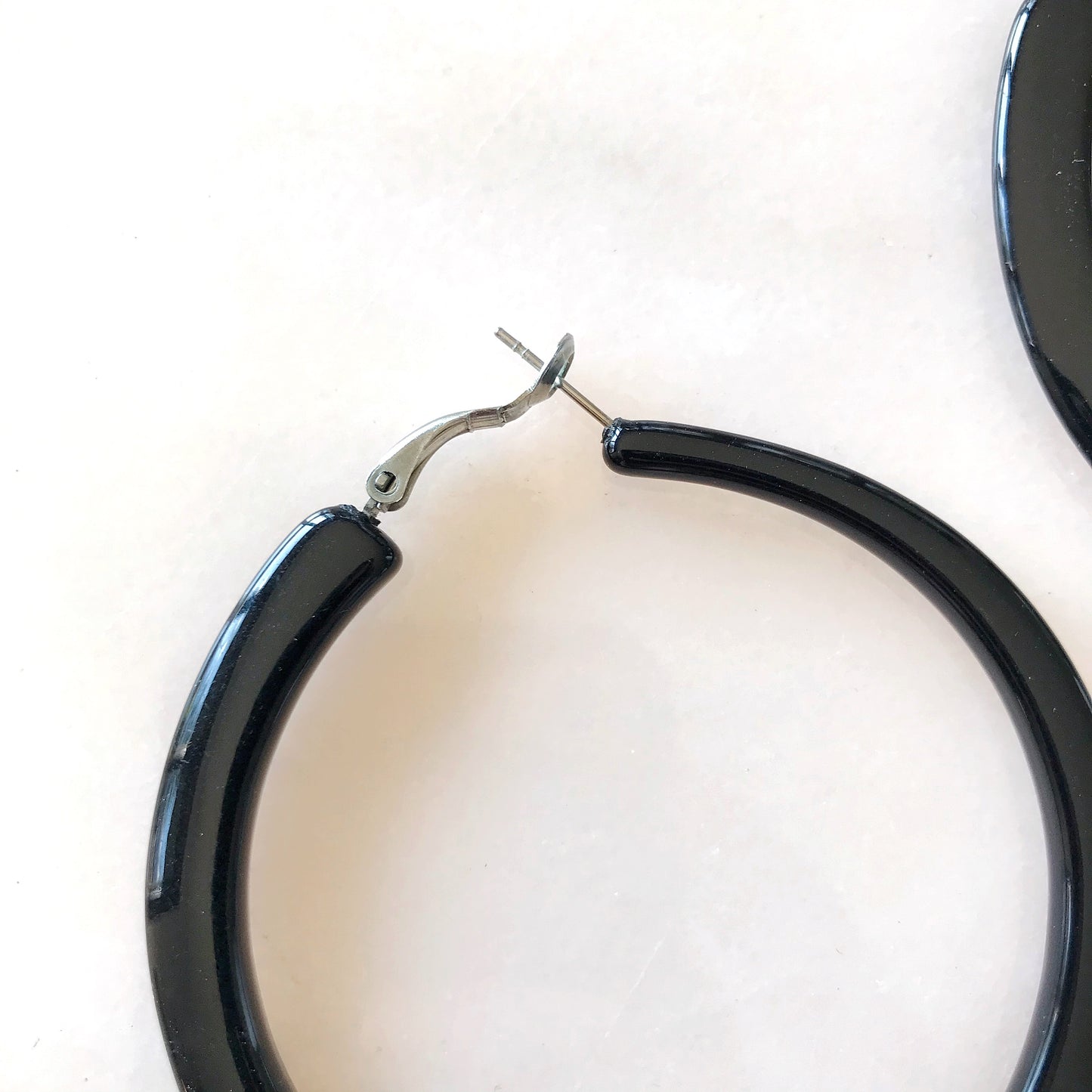 XL Black Acrylic Hoop Earrings