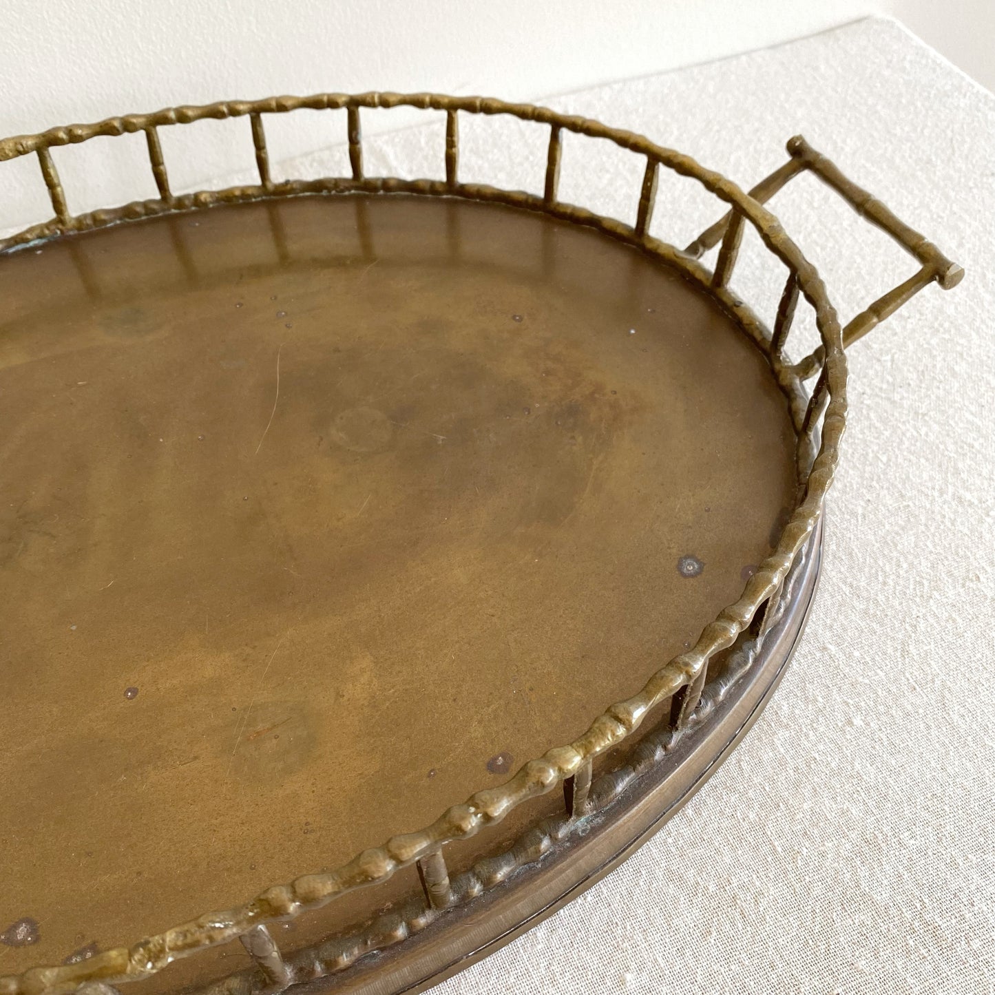 XL Vintage Brass Tray with Rail