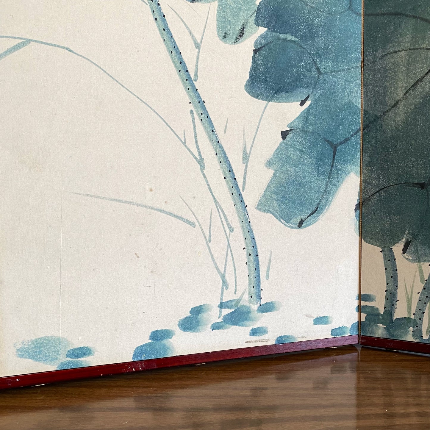 Vintage Hand-Painted Folding Screen / Room Divider