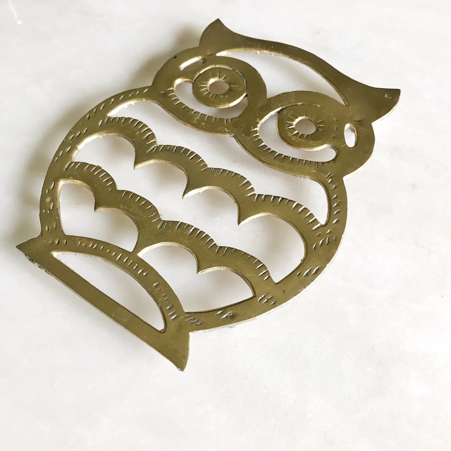 Vintage Brass Owl Trivet