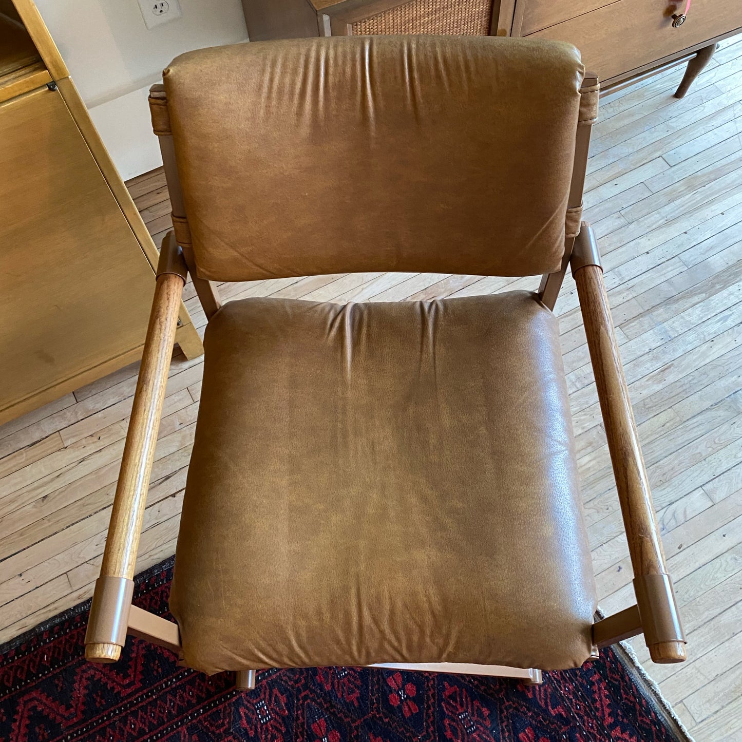 Vintage Faux-Leather Armchairs, Circa 1982