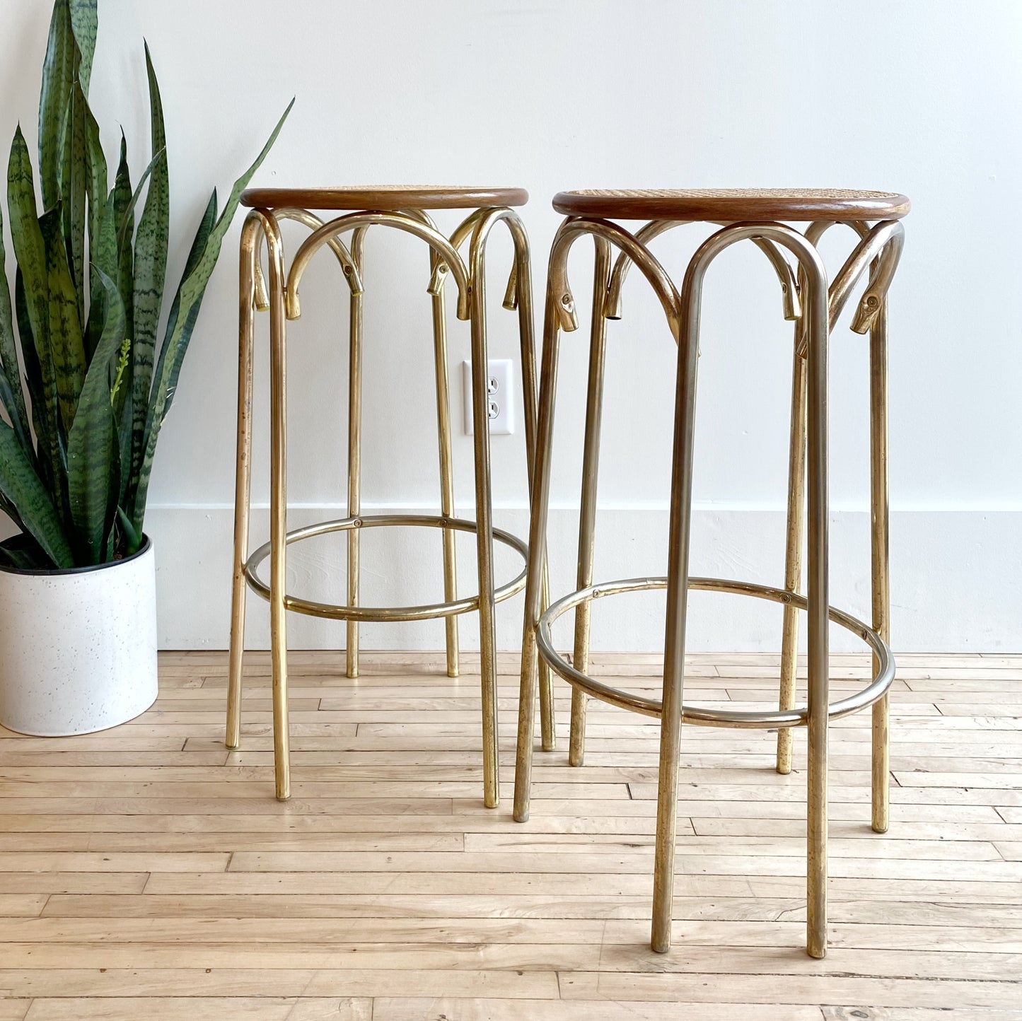 Pair of Vintage Thonet-style Counter Stools