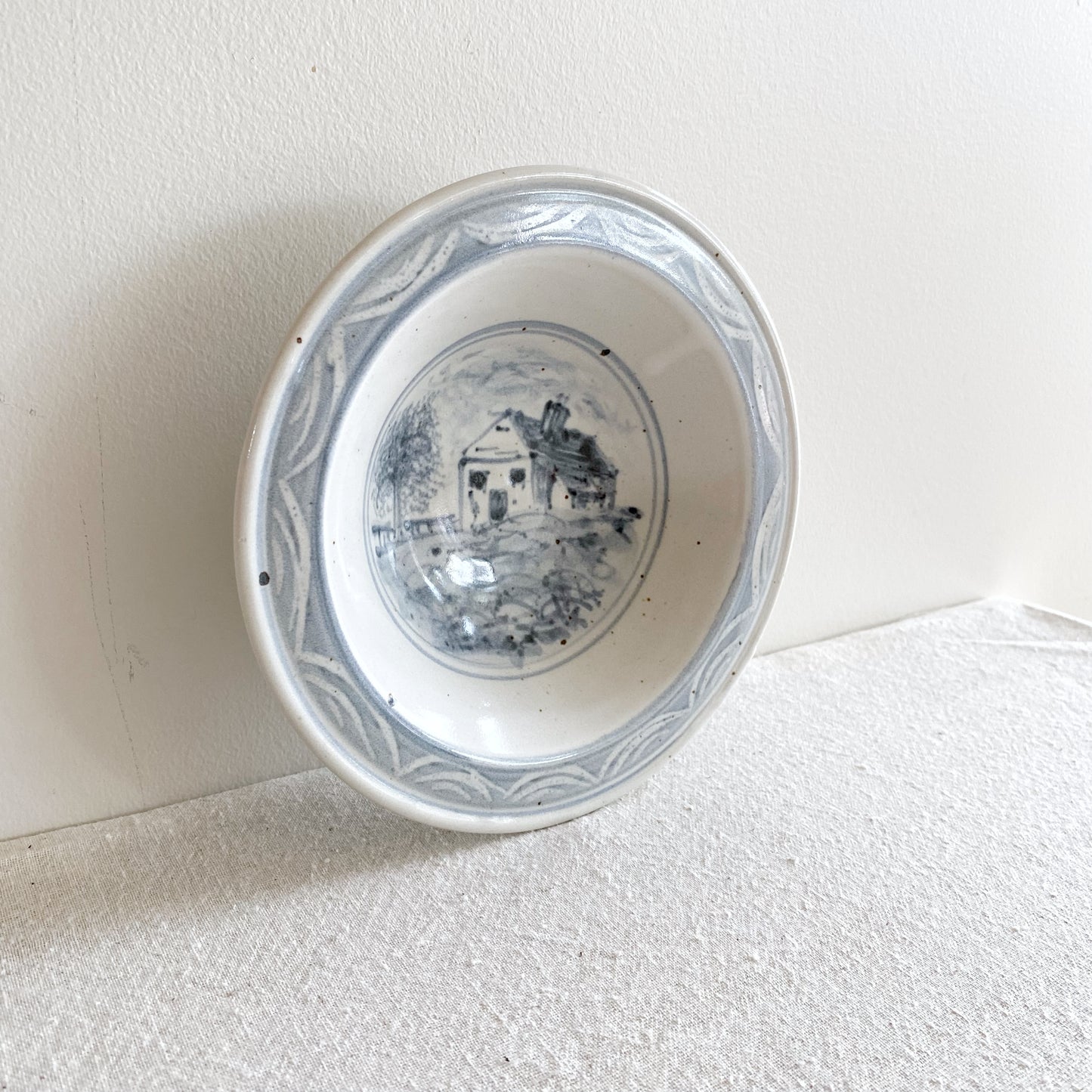 Vintage Hand-painted Dish with House