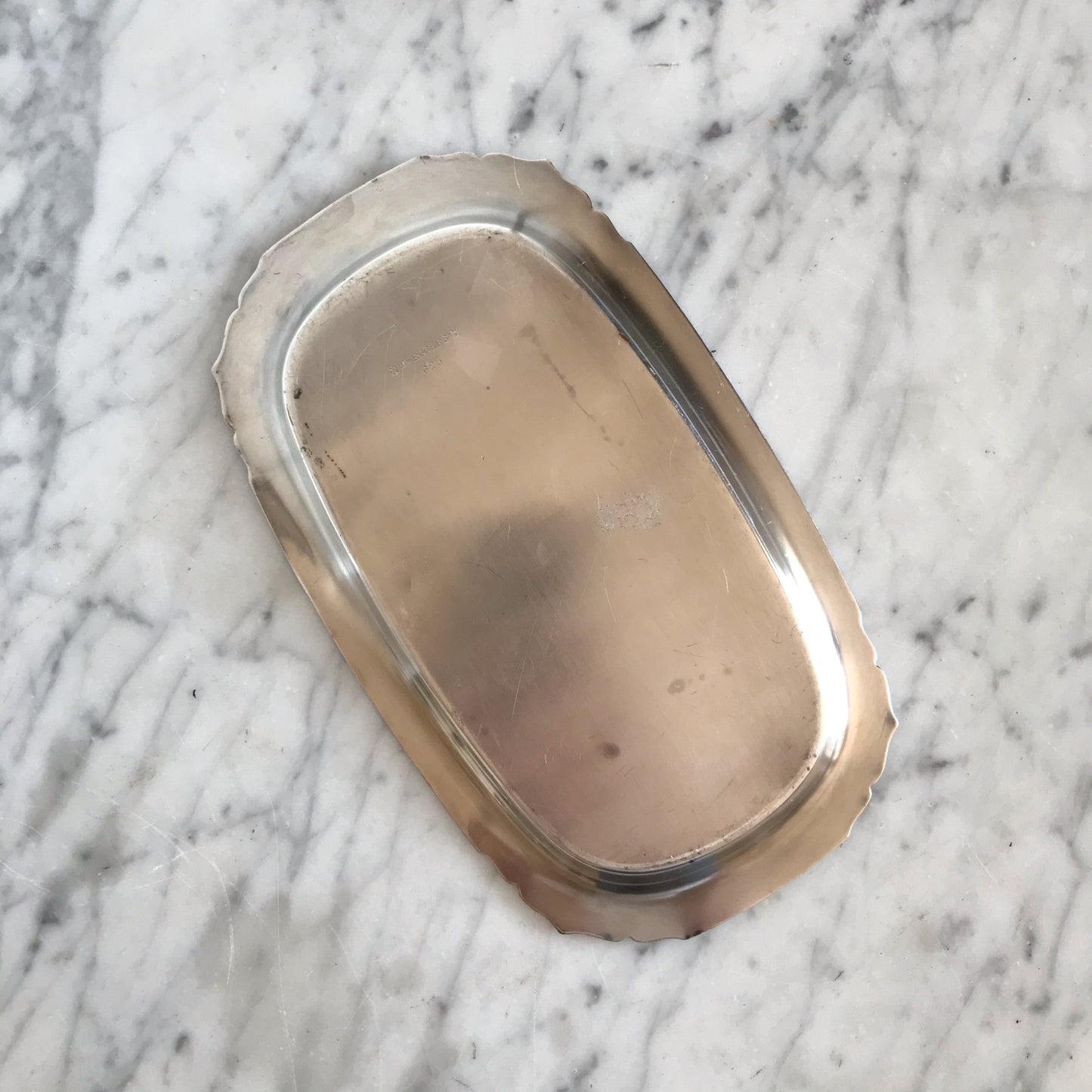 Vintage Silver Tray with Decorative Corners