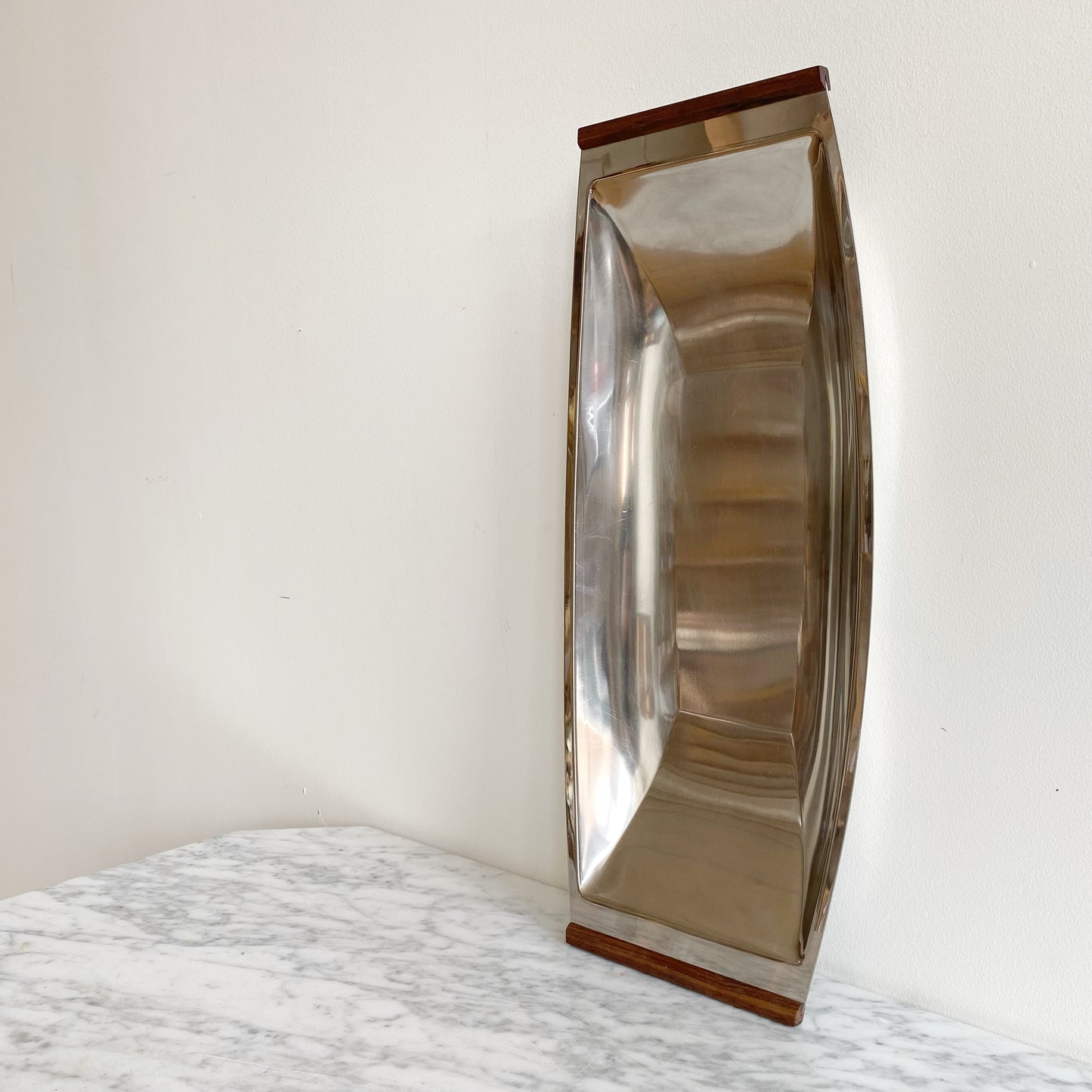 XL Vintage Danish Stainless Steel Serving Tray, 19"