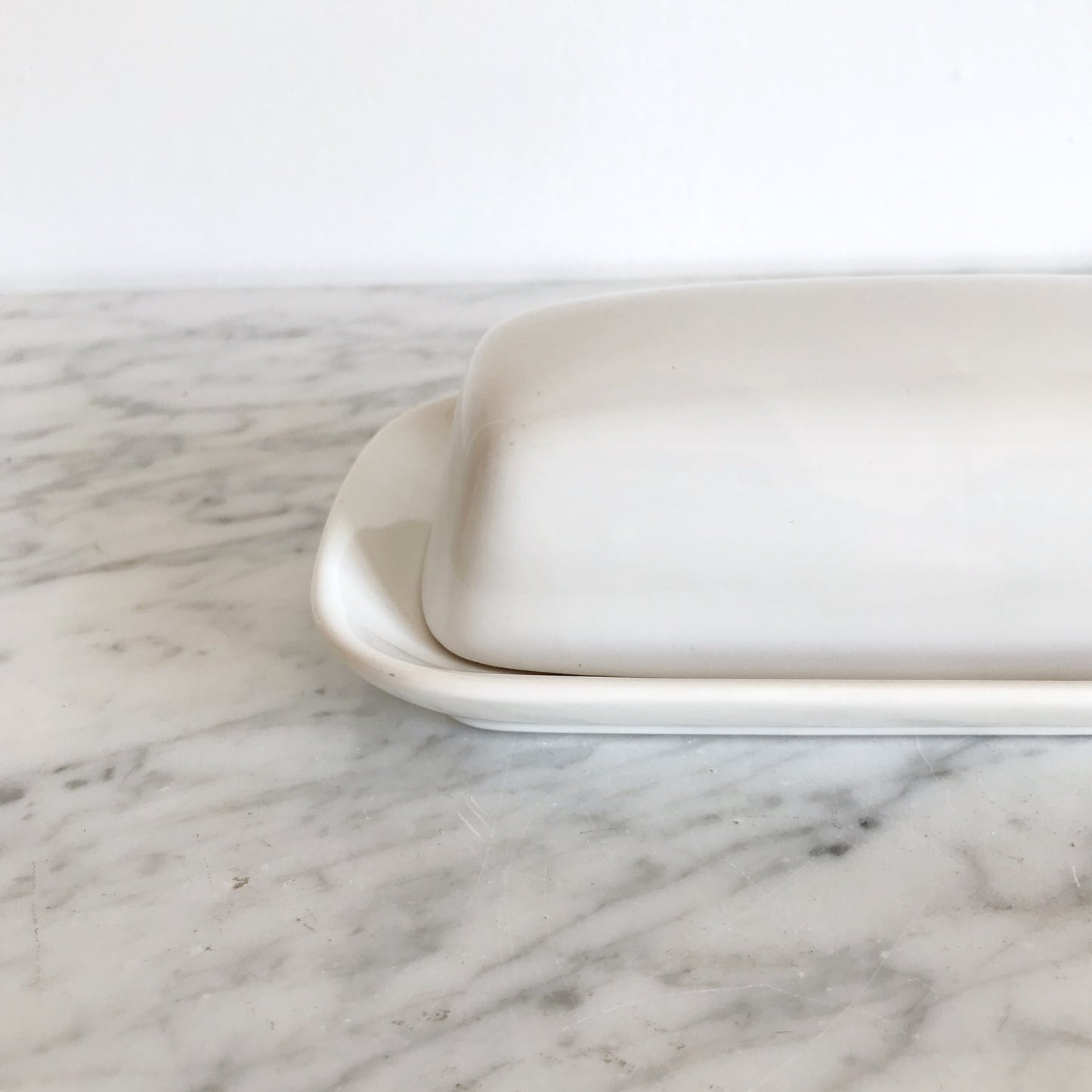 Covered White Ceramic Butter Dish