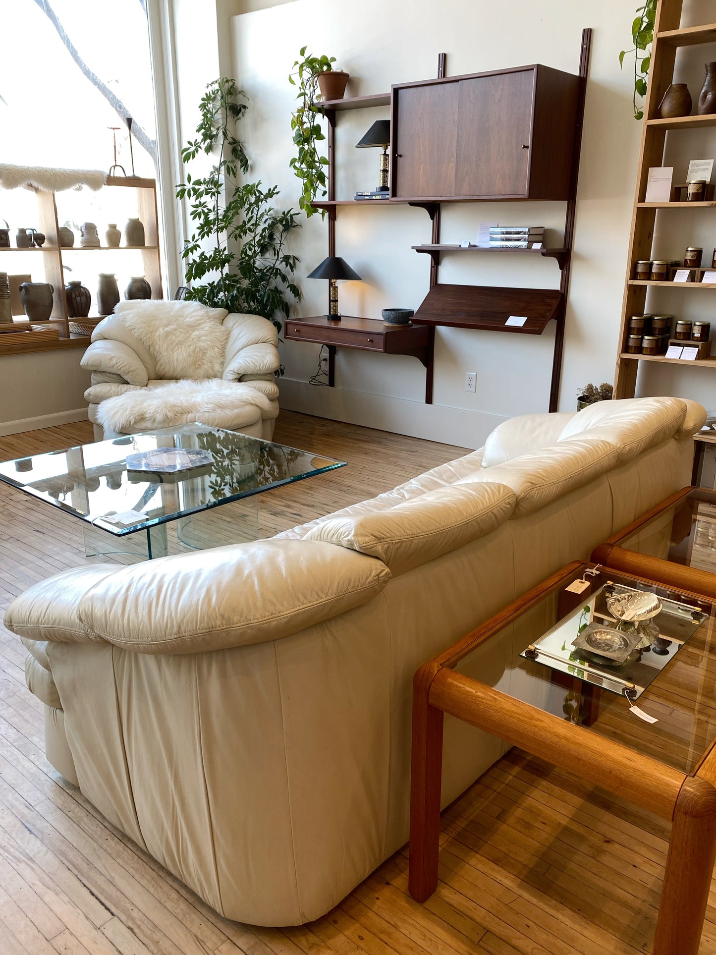 Vintage Slouchy Leather Sofa, 7'