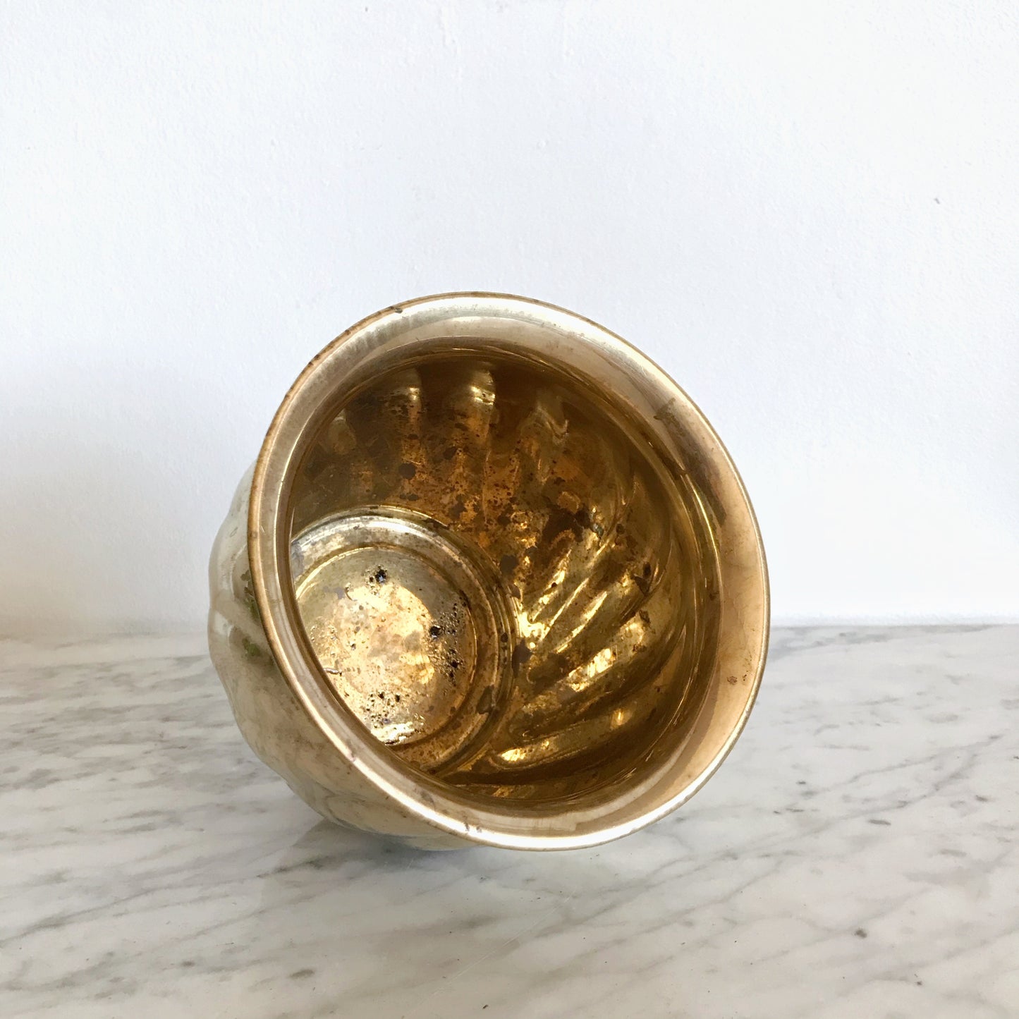 Vintage Brass Planter with Swirled Pattern
