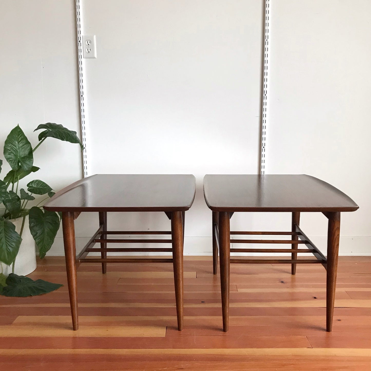 PAIR of Vintage Walnut End Tables, Leo Jiranek for Bassett