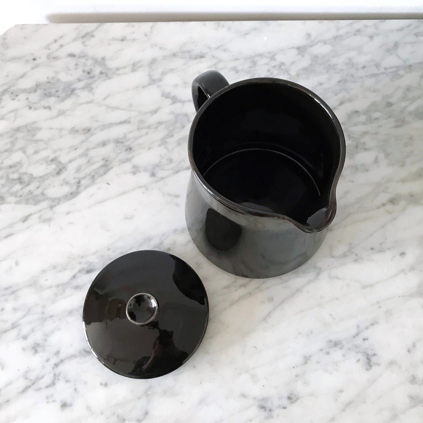 Vintage Black Ceramic Teapot, Finland