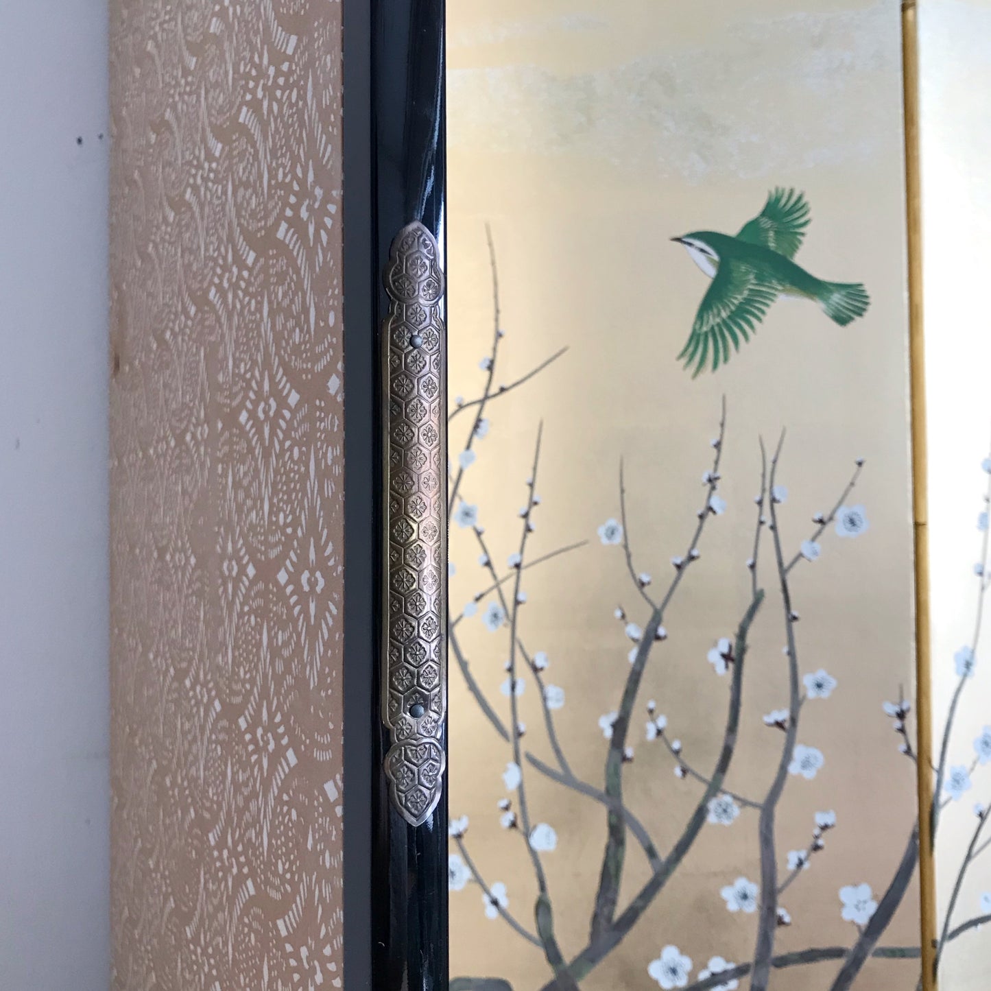 Vintage Hand-Painted Folding Screen / Room Divider (70" x 36")