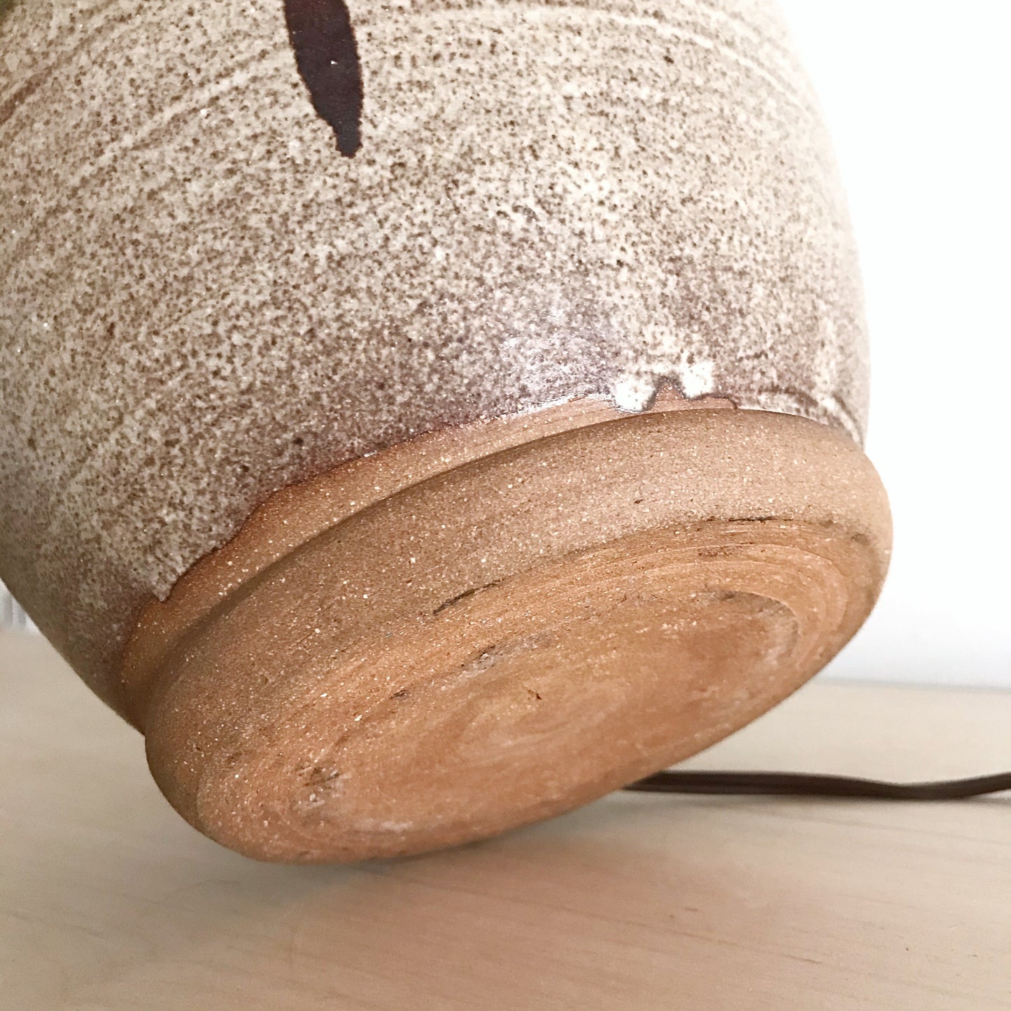 Vintage Stoneware Lamp with Abstract Glaze