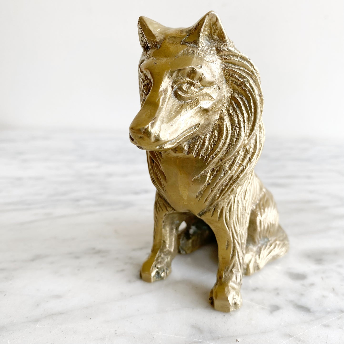 Vintage Brass Collie Dog, 4.5”