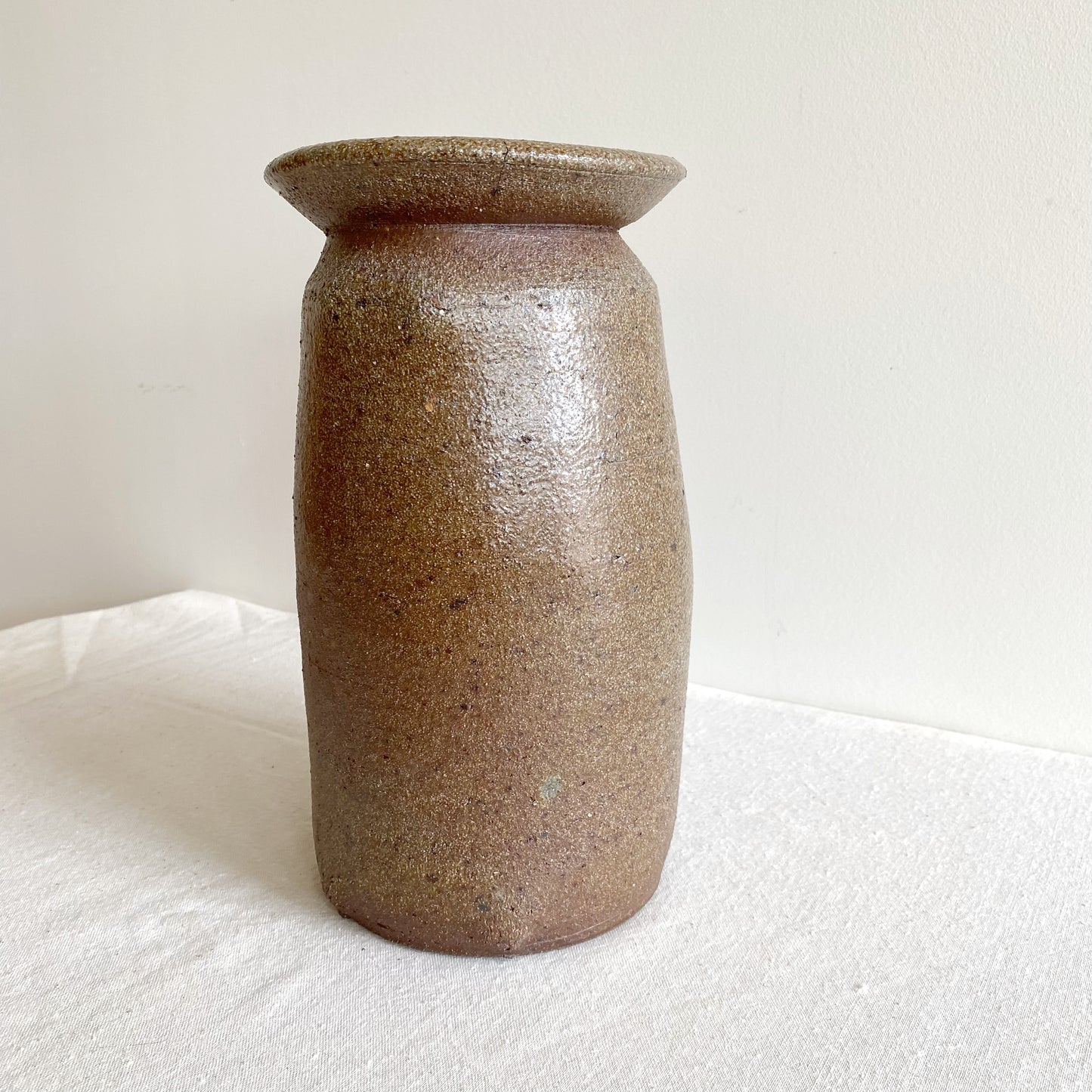 XL Vintage Textured Stoneware Vase, 11.25”