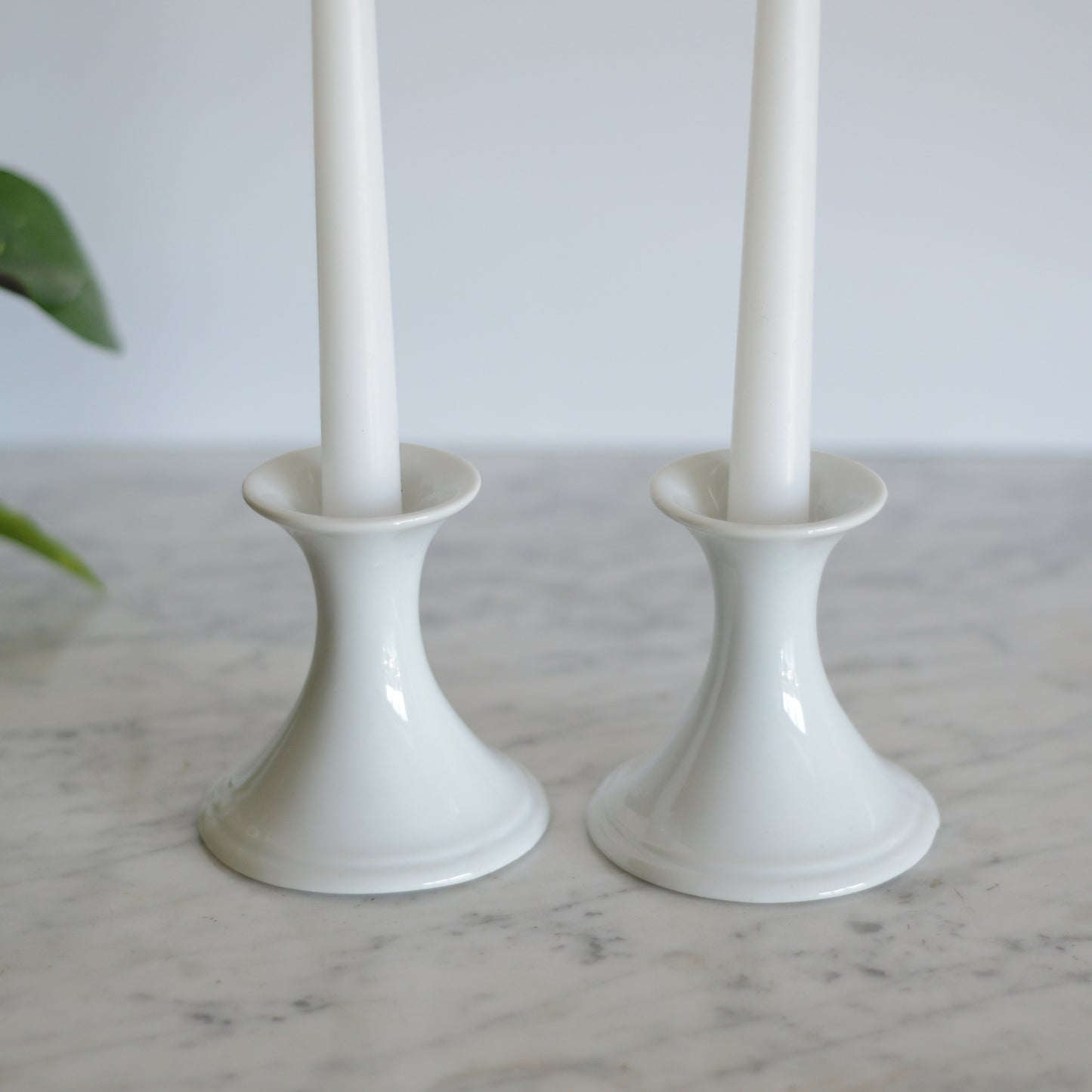 Pair of Simple Porcelain Candle Holders