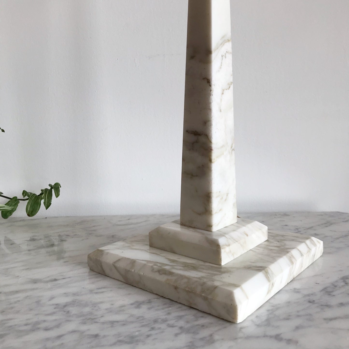 Mid-Century Solid Marble Obelisk Lamp