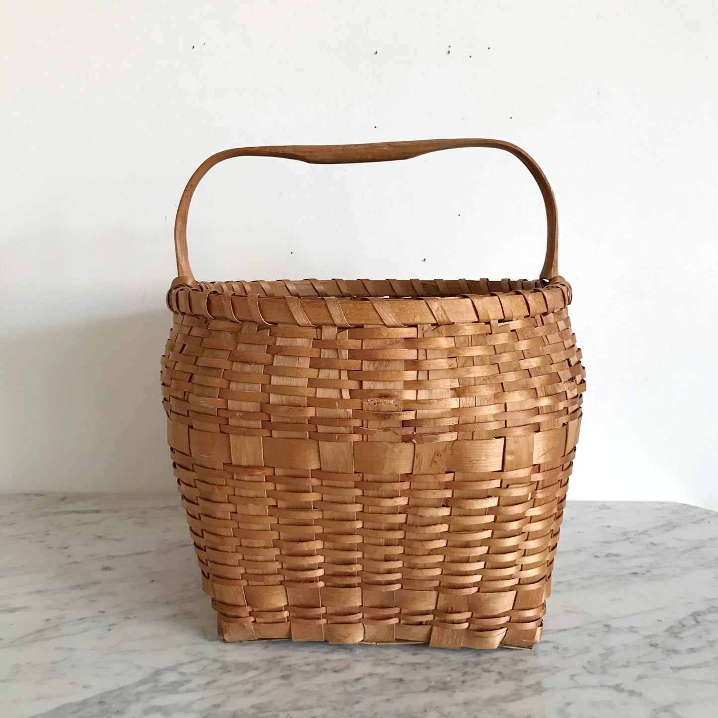 Large Vintage Handmade Woven Basket