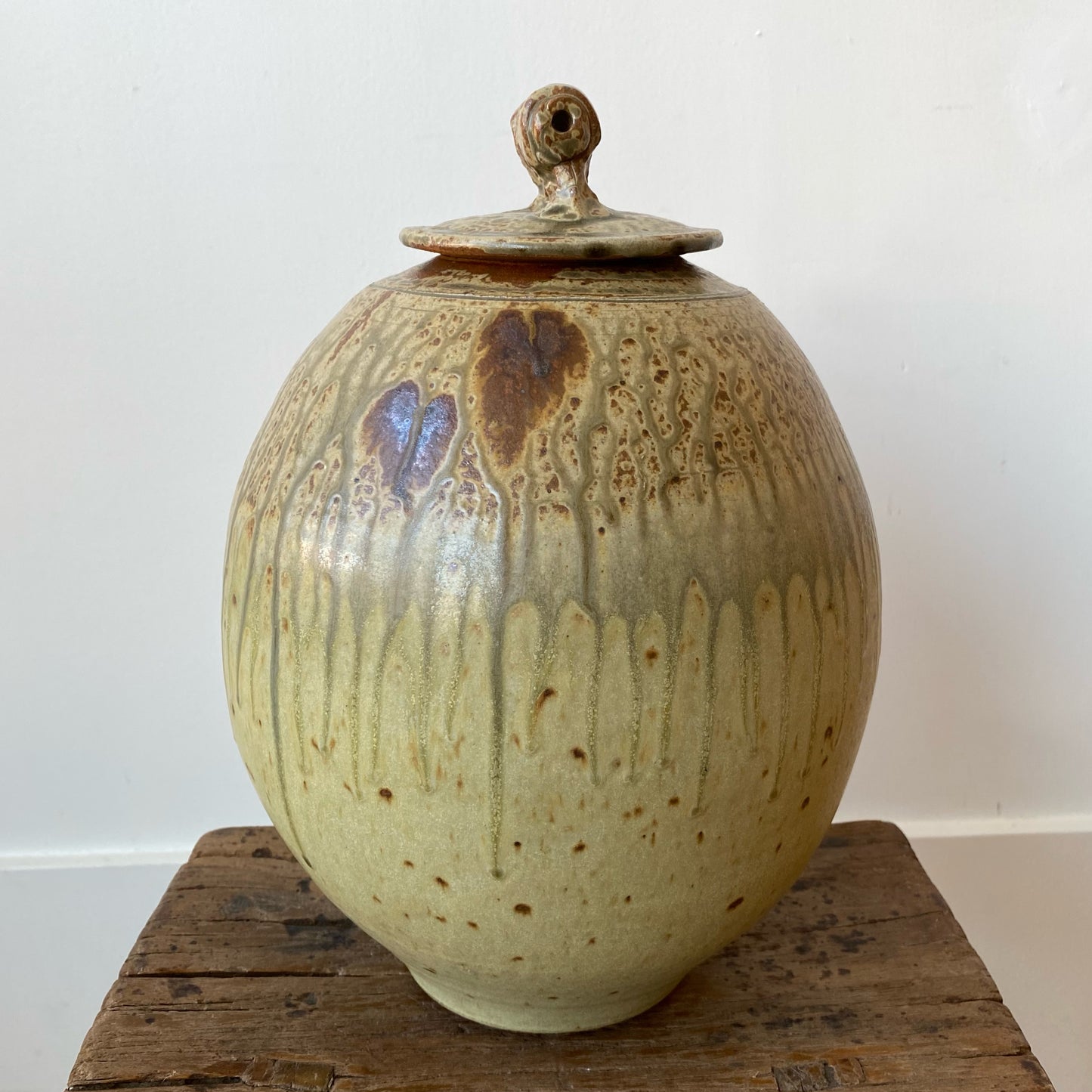 XL Antique Lidded Pottery Vessel