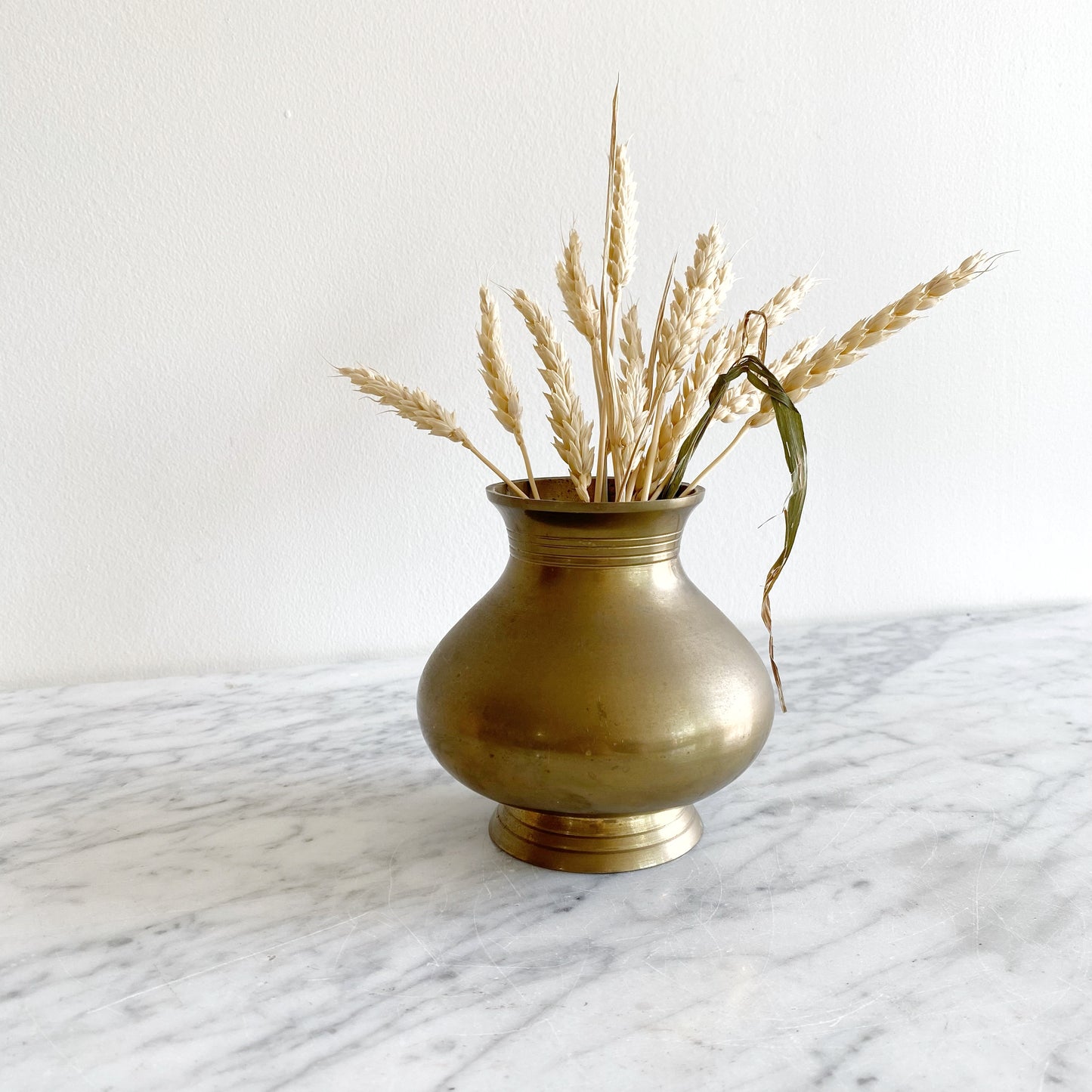 Vintage Brass Vase, 4.25”