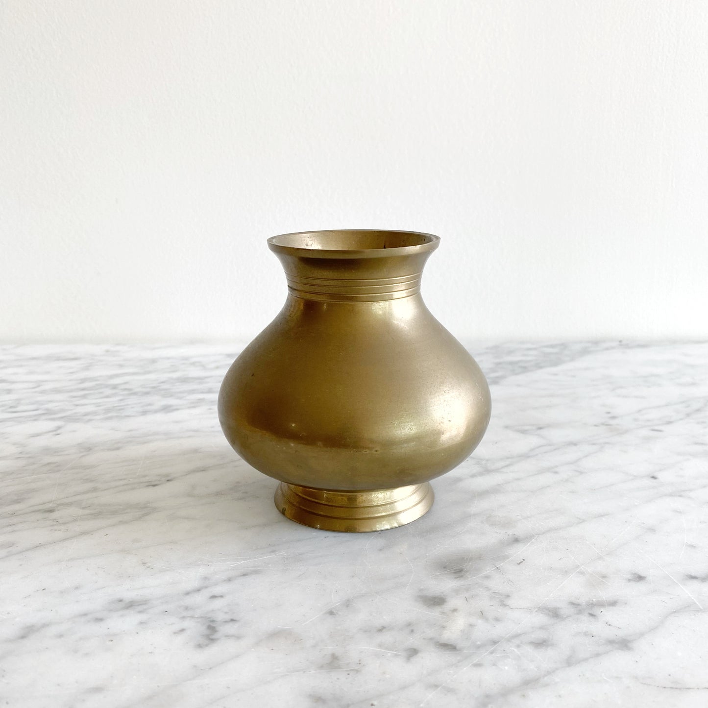 Vintage Brass Vase, 4.25”