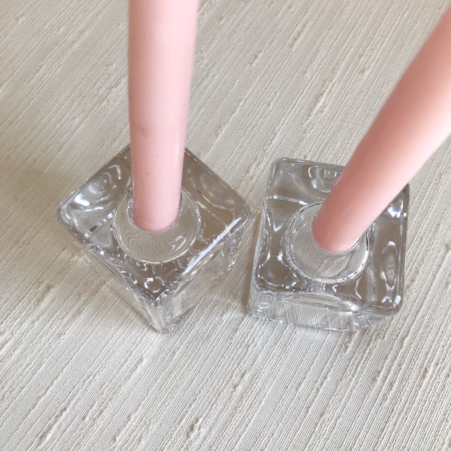 PAIR: Glass Duo Votive / Taper Candle Holders