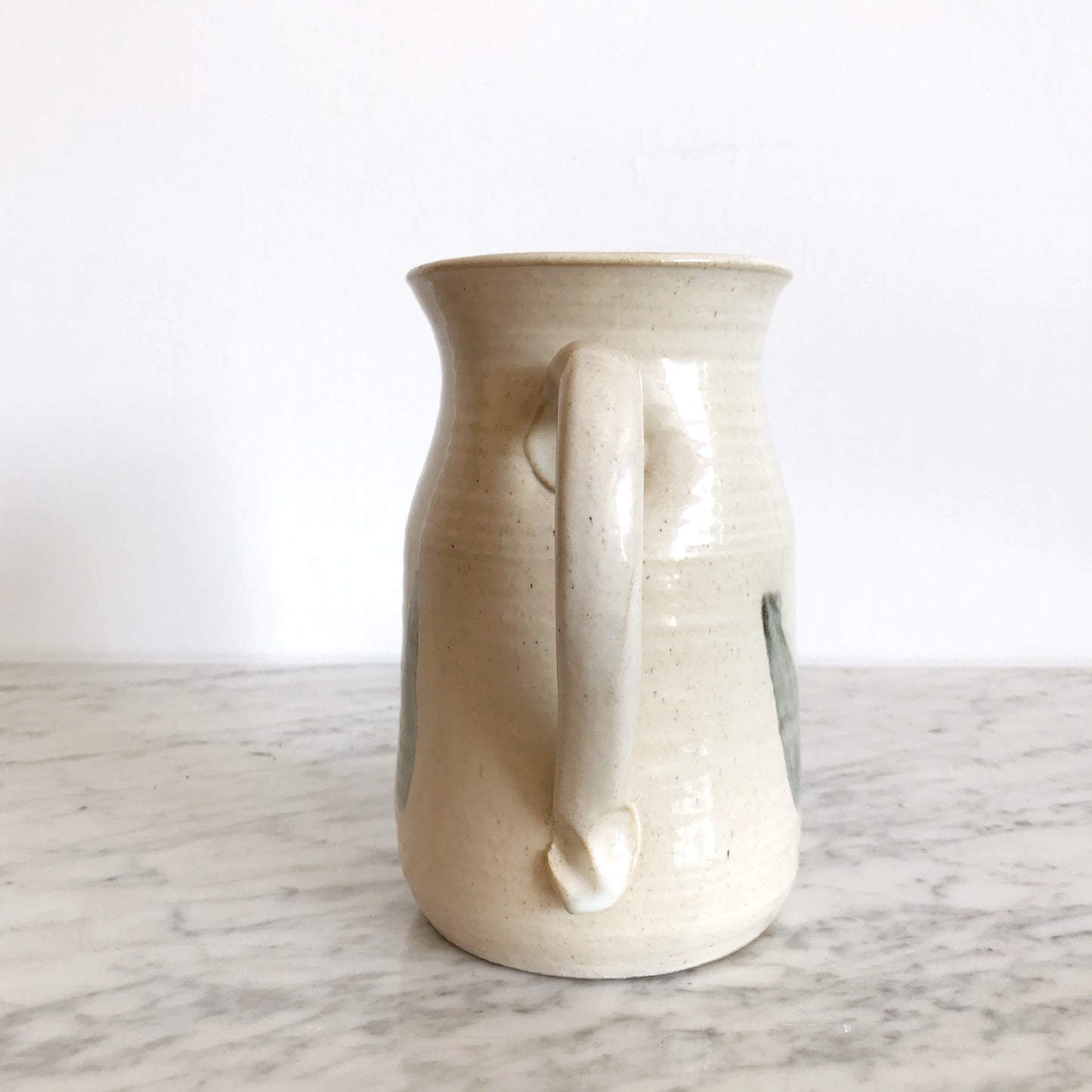 Vintage Stoneware Pitcher with Abstract Strokes