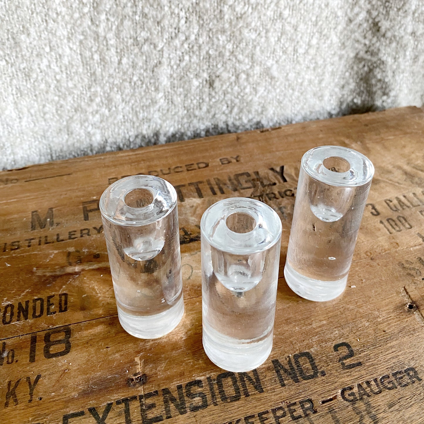 Set of 3 Slender Glass Taper Holders