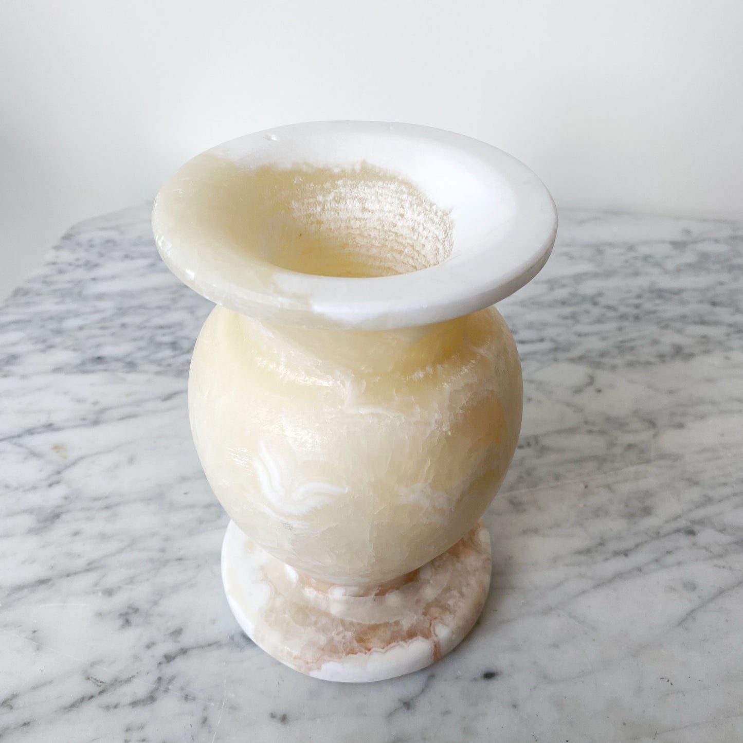 Vintage Onyx Marble Vase, 6.25”