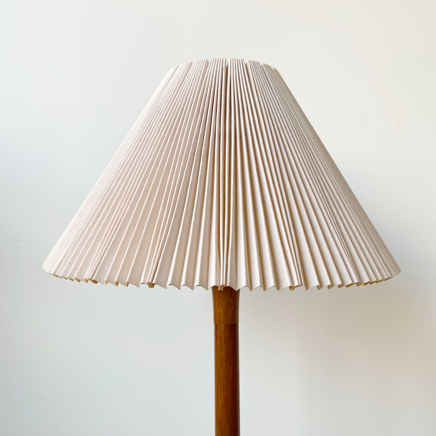 Vintage Teak Floor Lamp with Pleated Shade
