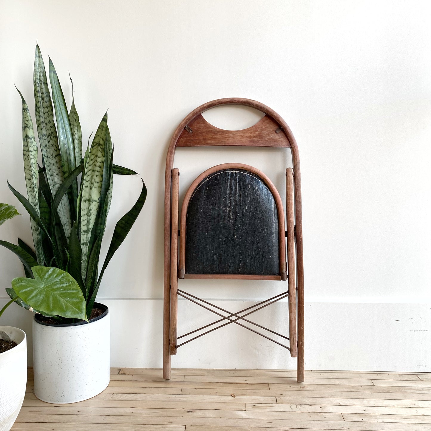 Vintage 1930’s Folding Chair with Black Seat