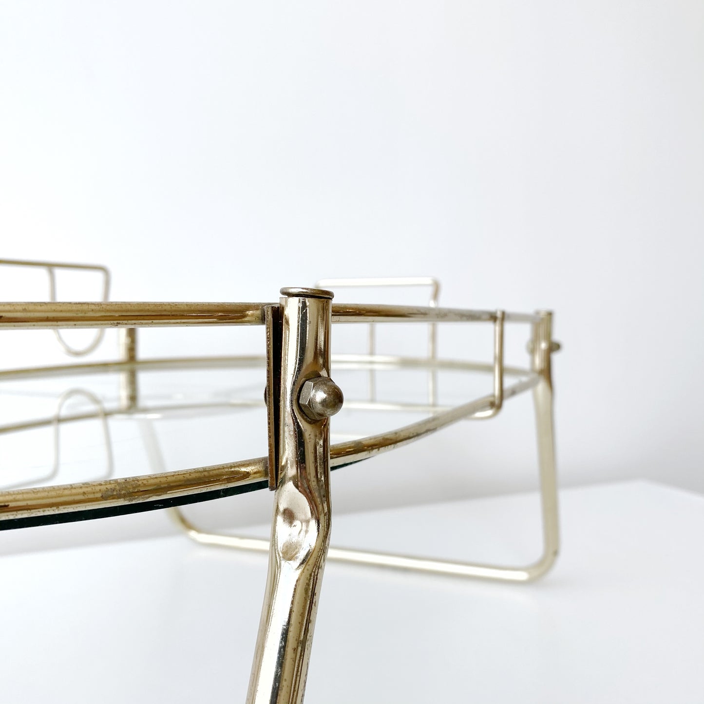 Vintage Brass + Glass Breakfast / Serving Tray