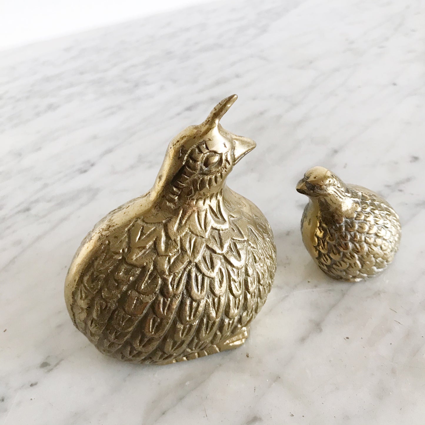 Pair of Darling Vintage Brass Quail