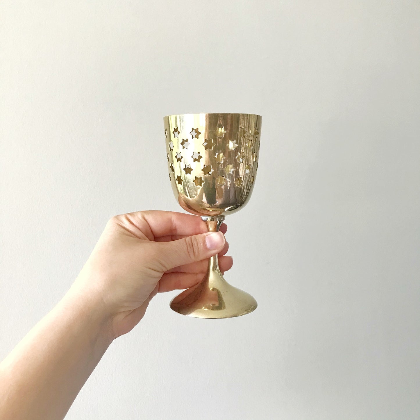 Vintage Starry Brass Candle Lanterns
