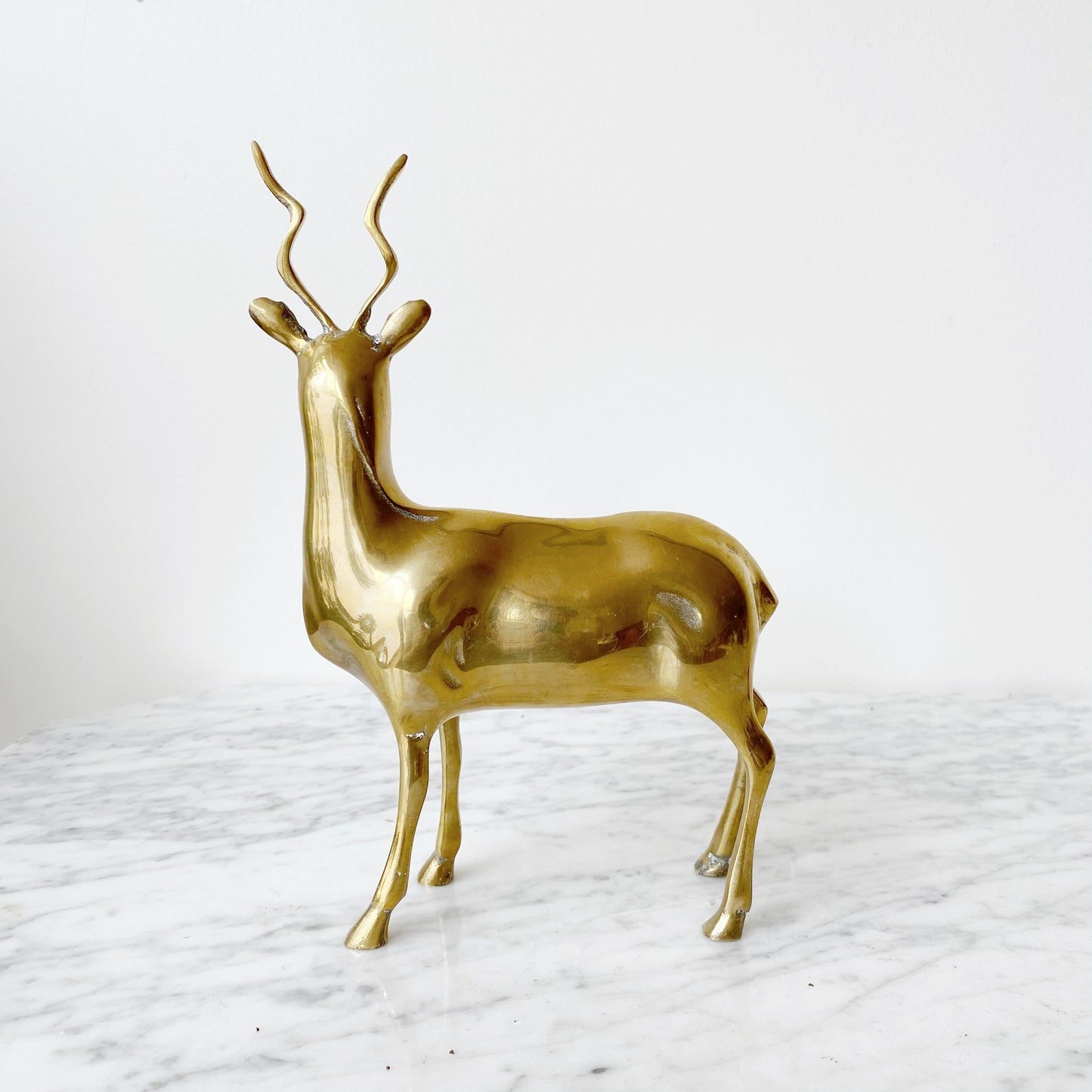 Large Vintage Brass Antelope, 9.75”