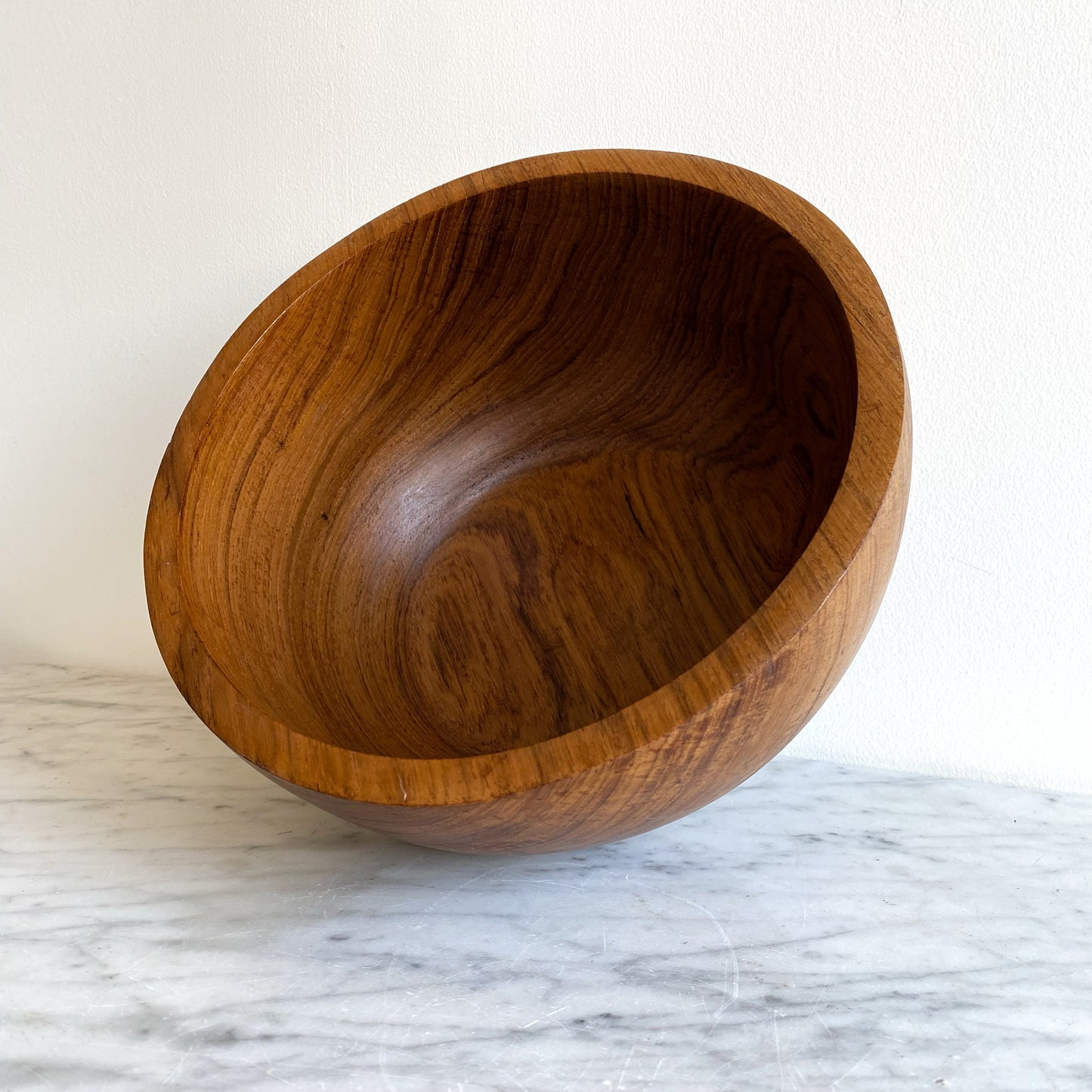 Large Vintage Wood Serving Bowl, 10"