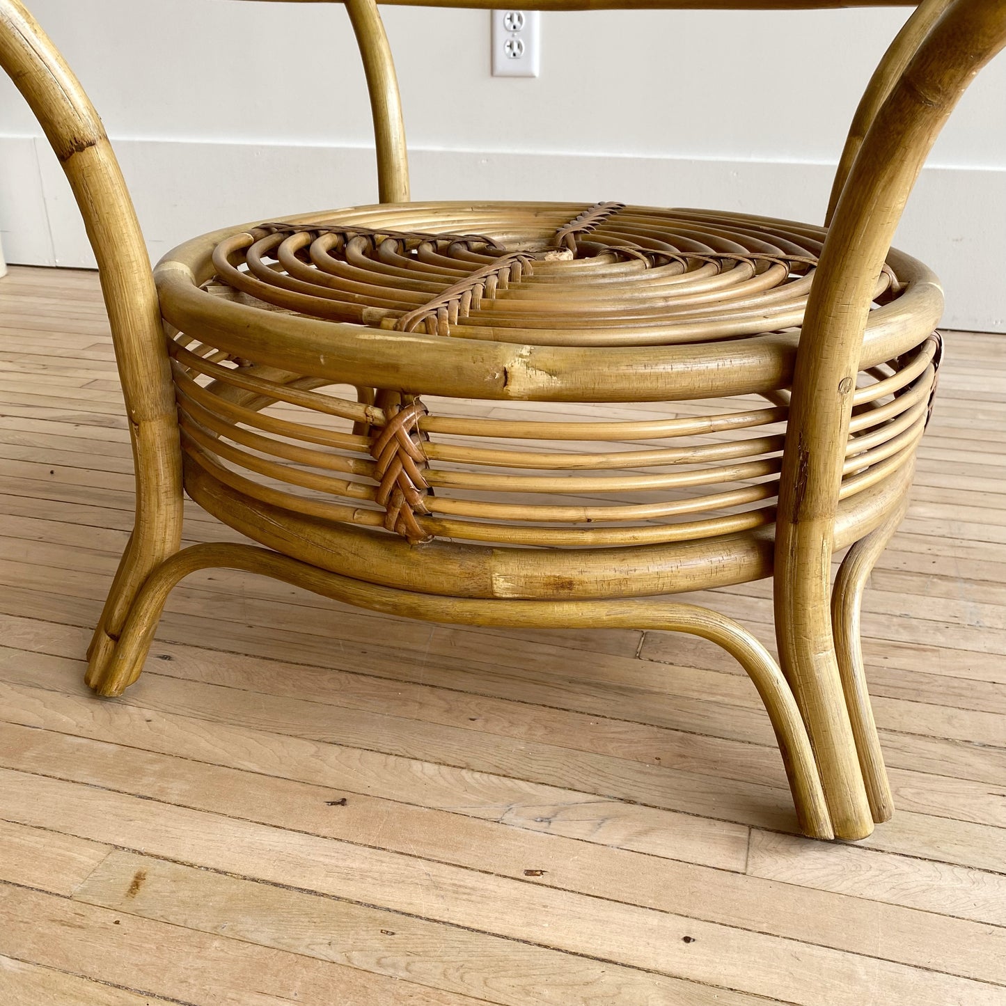 Vintage Rattan & Glass Coffee Table