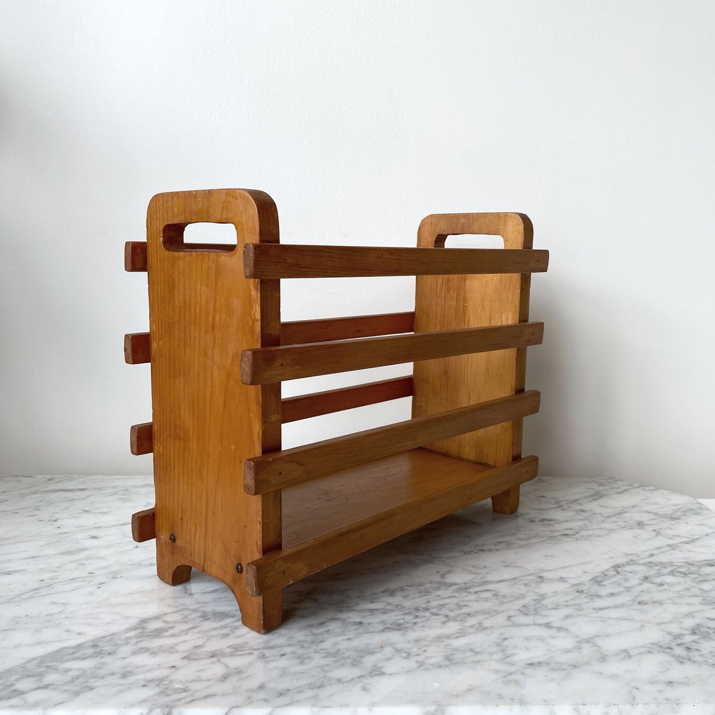Vintage Handcrafted Wooden Magazine Holder