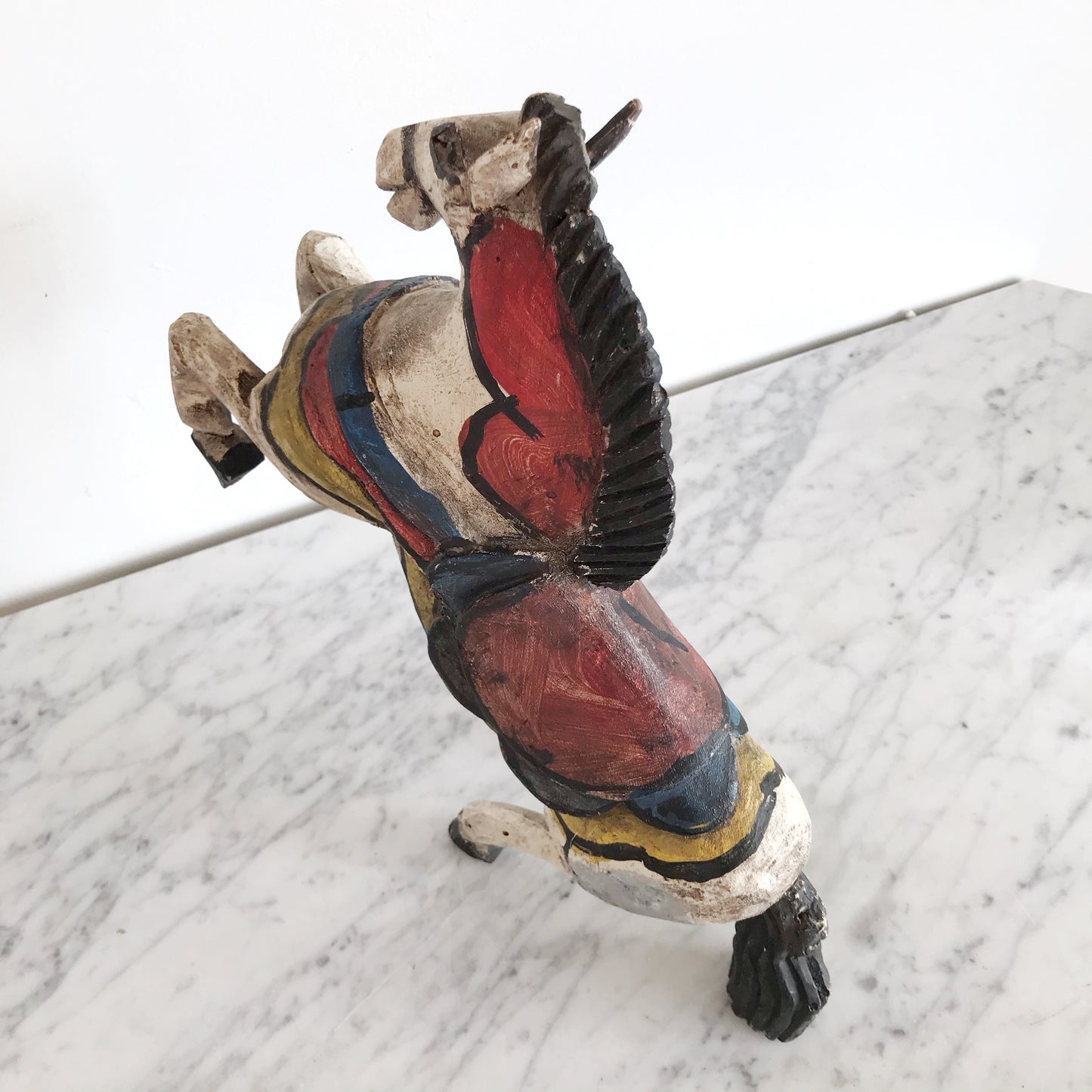 Vintage Hand-Carved Wooden Horse Sculpture